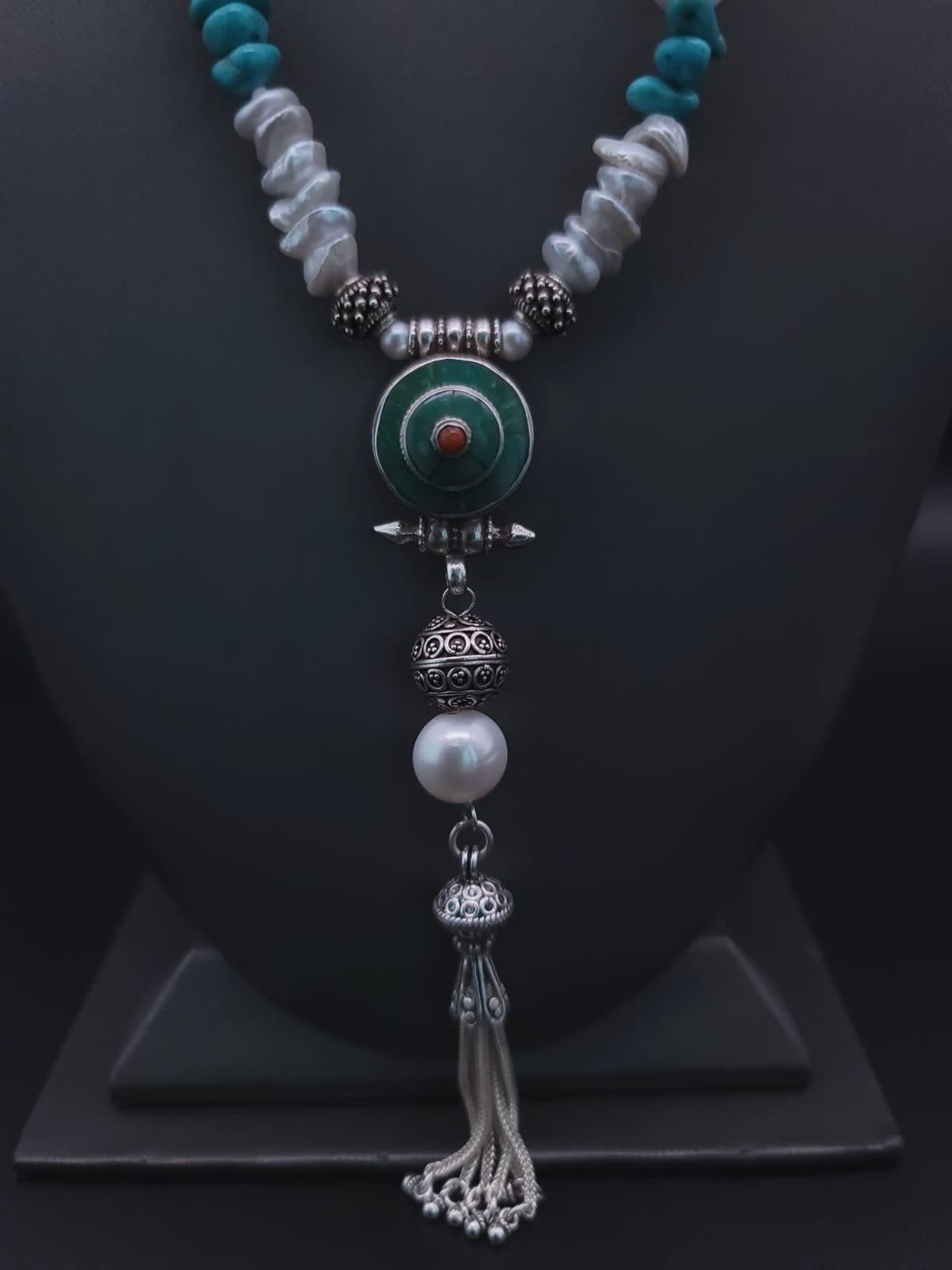 Women's A.Jeschel long versatile Y Turquoise necklace