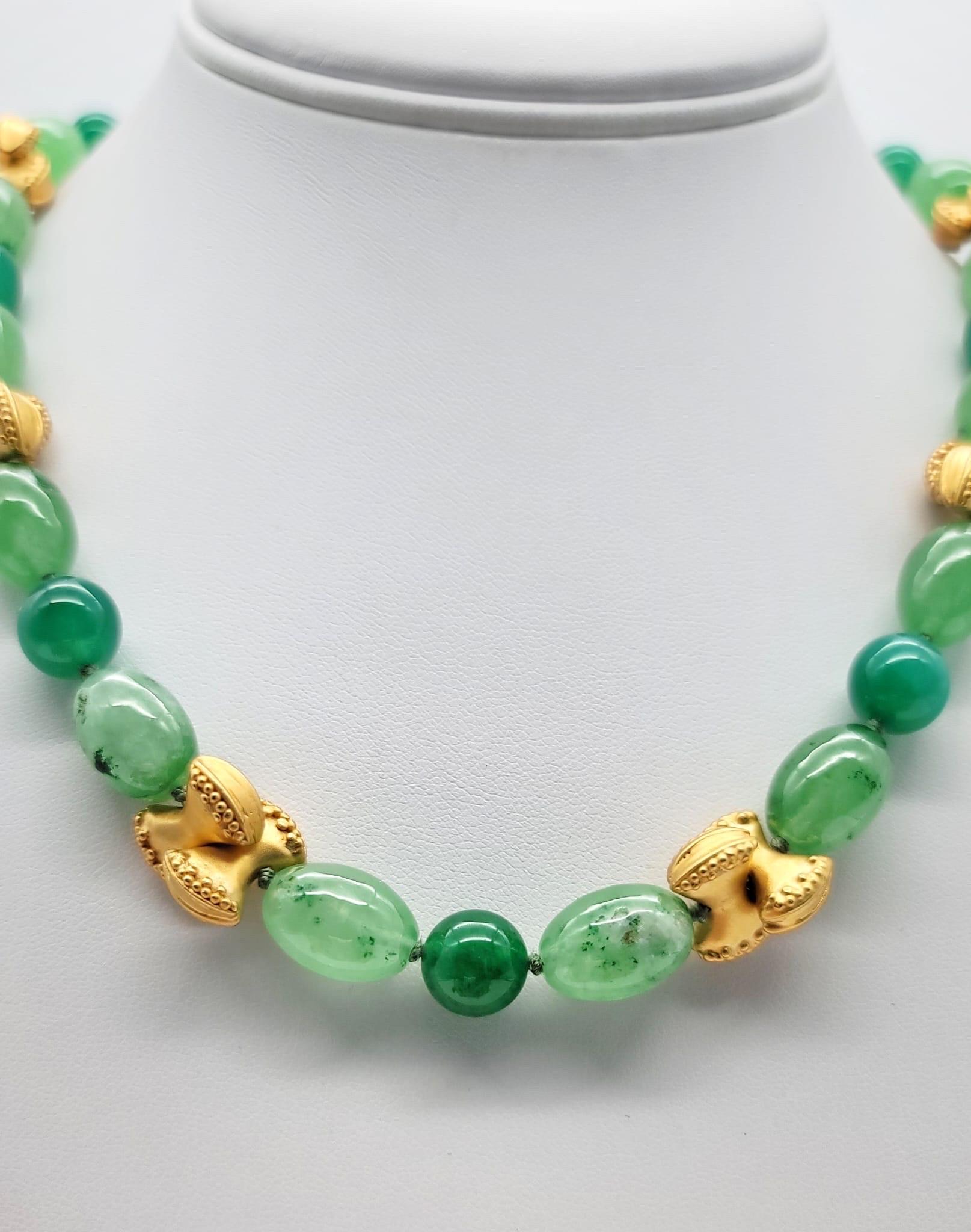 Women's A.Jeschel Lucky apple Jade necklace .