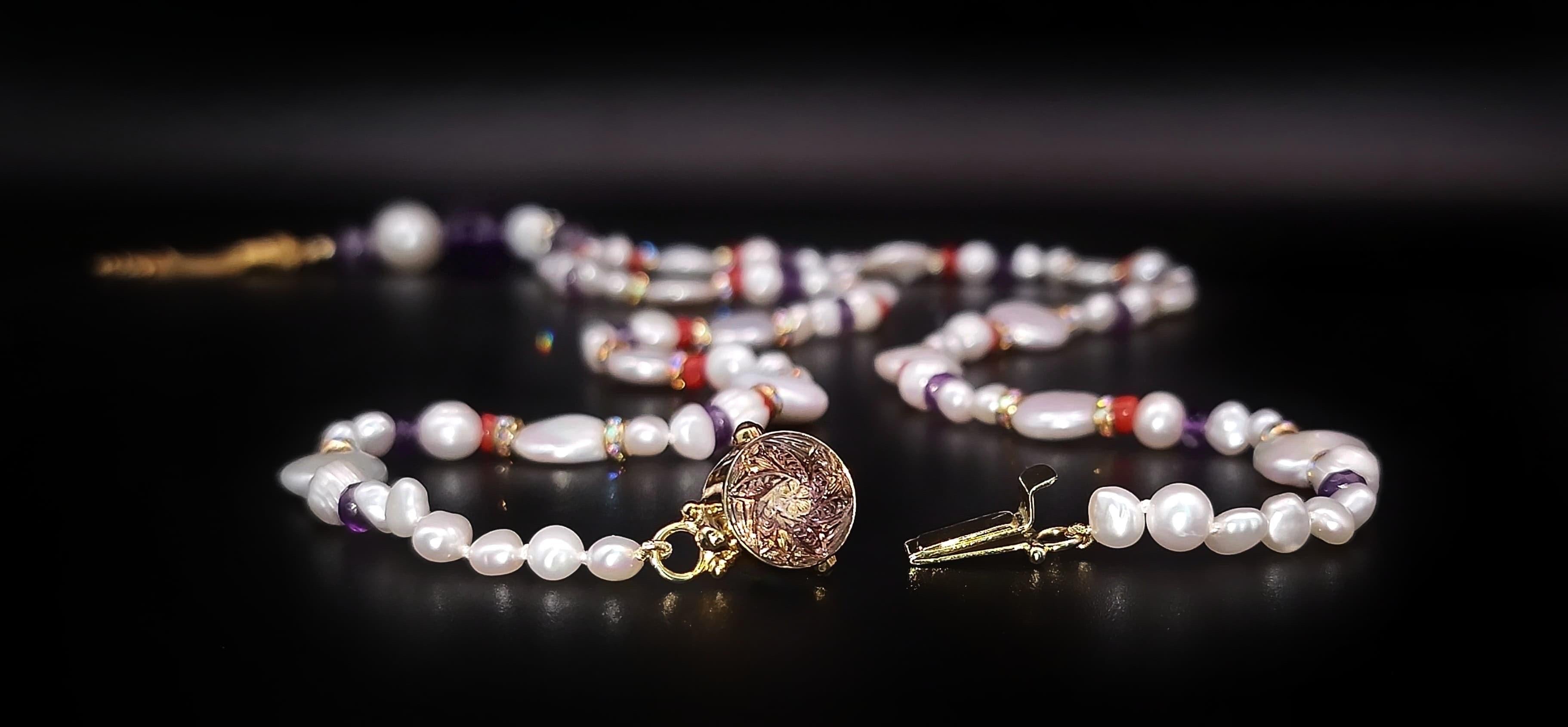 A.Jeschel Luxury Long Pearl and Amethyst necklace For Sale 6