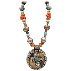 A.Jeschel Magnificent necklace with Tibetan Bold Sterling Silver Pendant