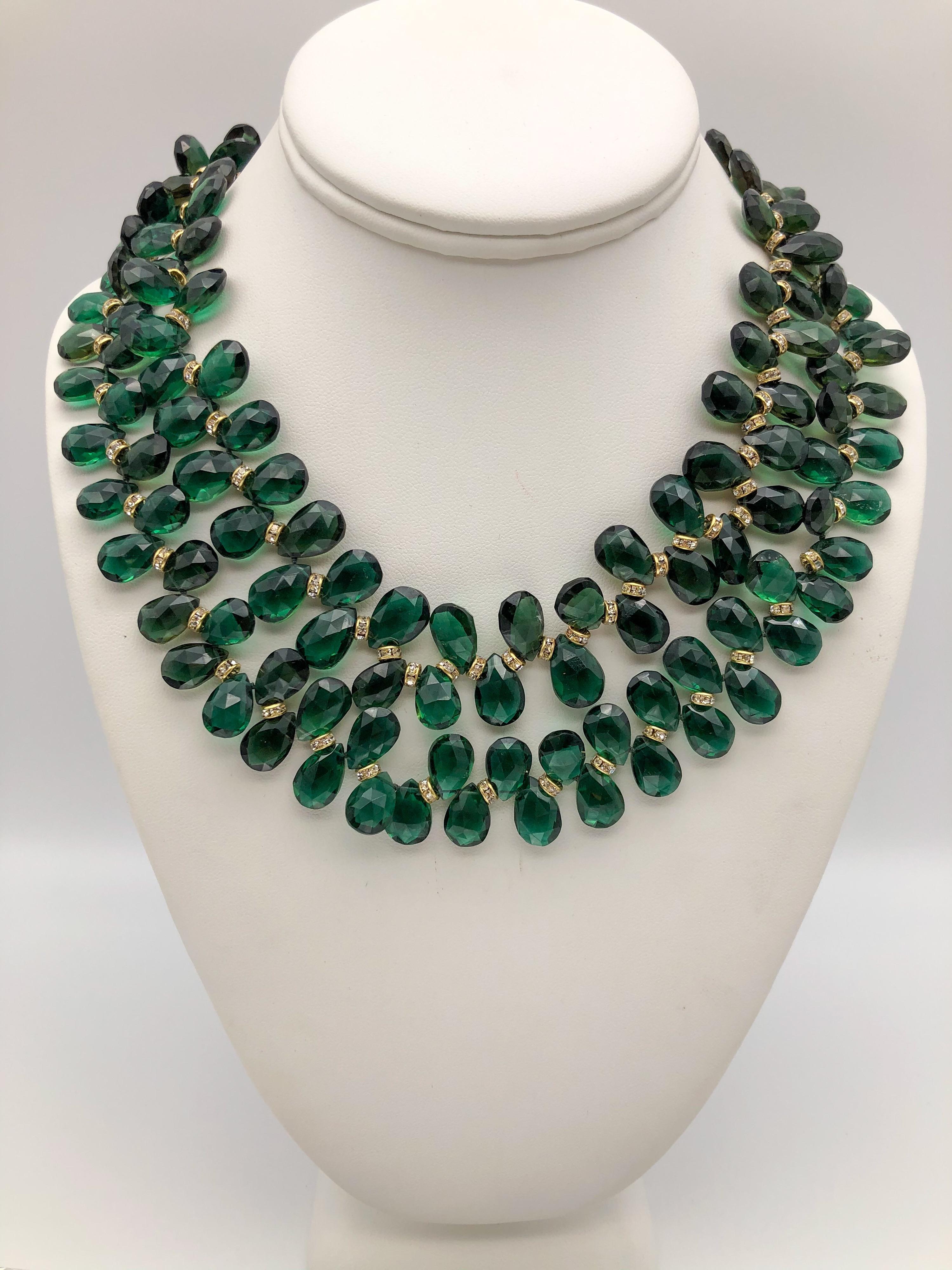 A.Jeschel Majestic Green Quartz with Emeralds necklace 4