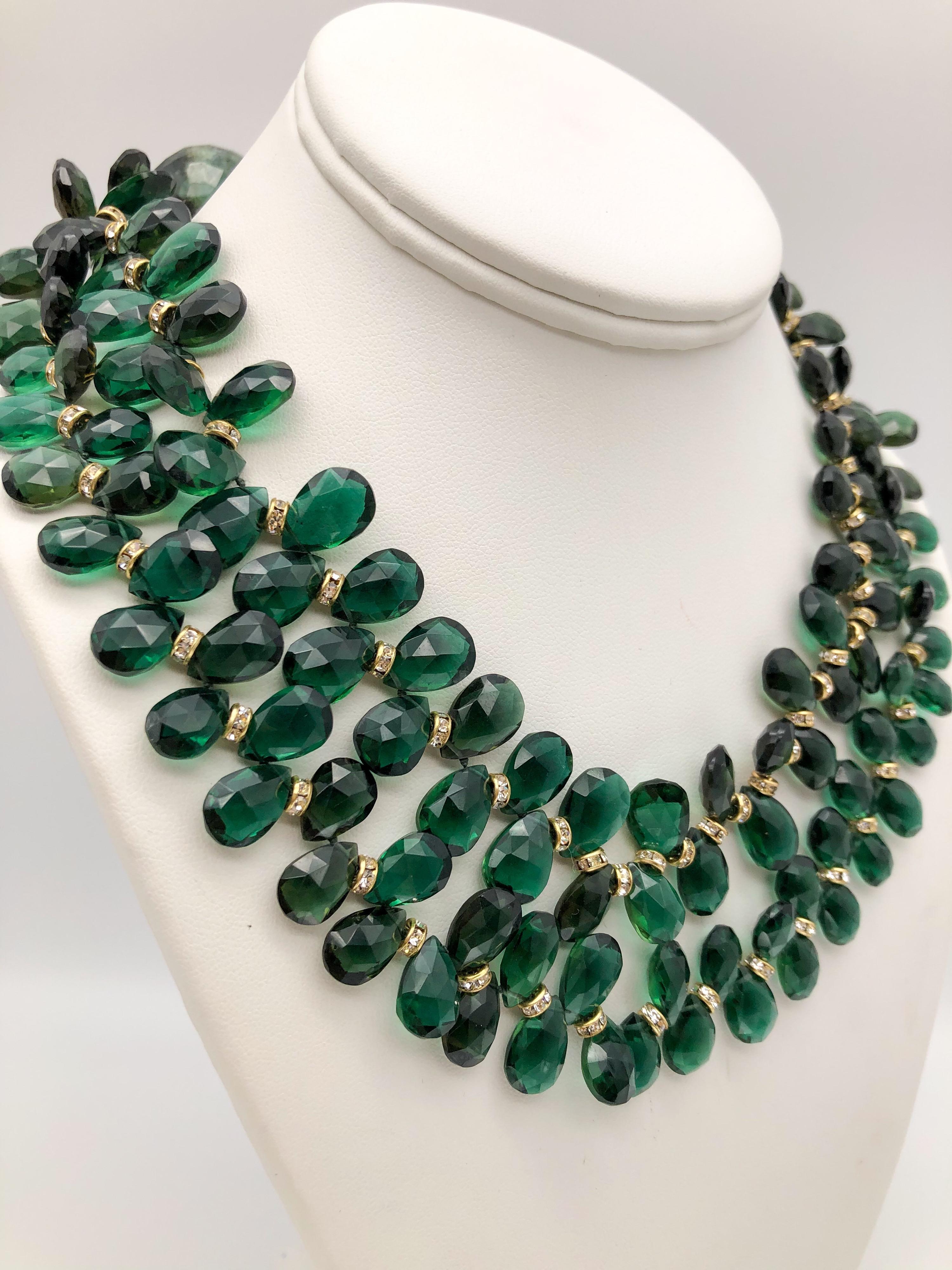A.Jeschel Majestic Green Quartz with Emeralds necklace 5