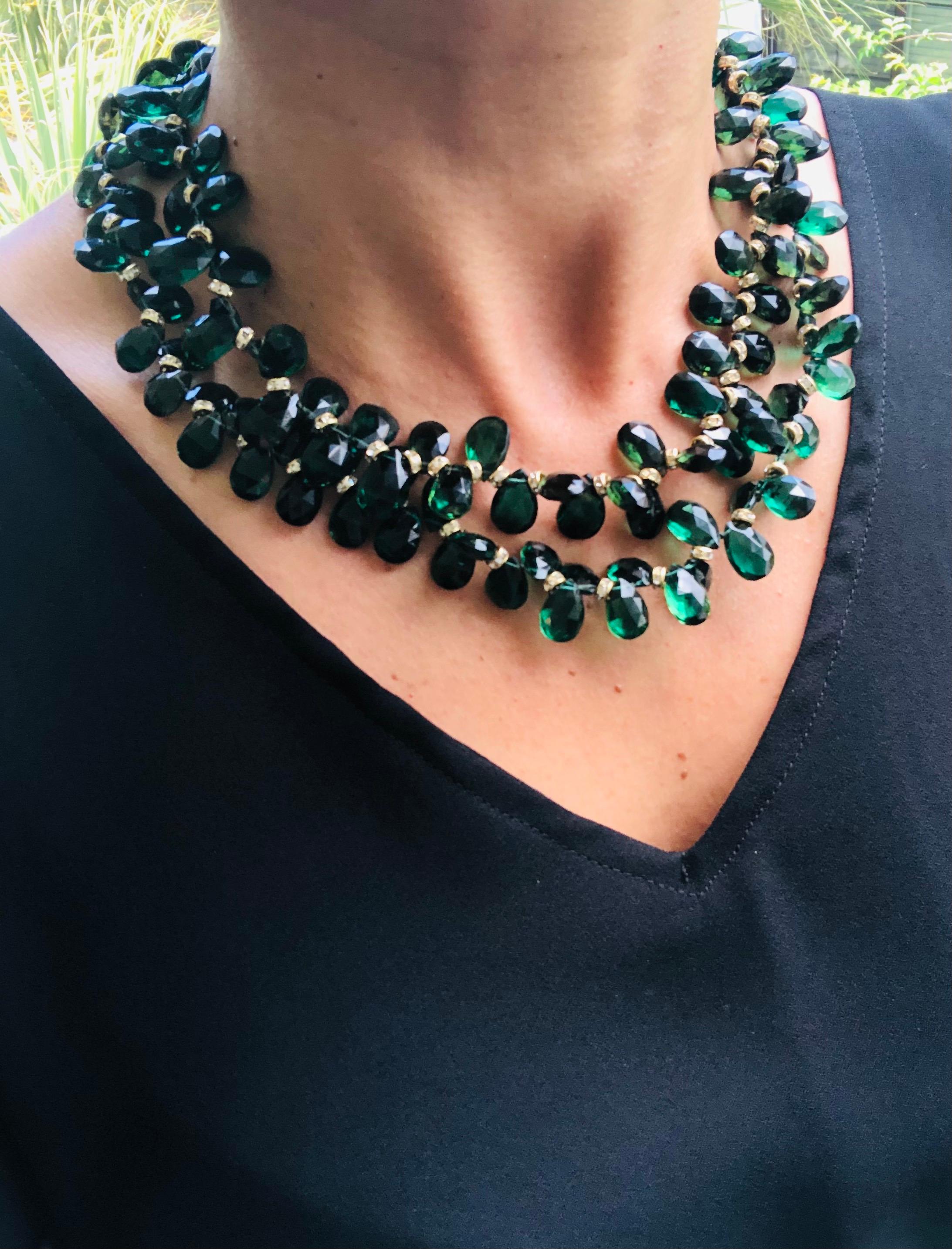A.Jeschel Majestic Green Quartz with Emeralds necklace 6