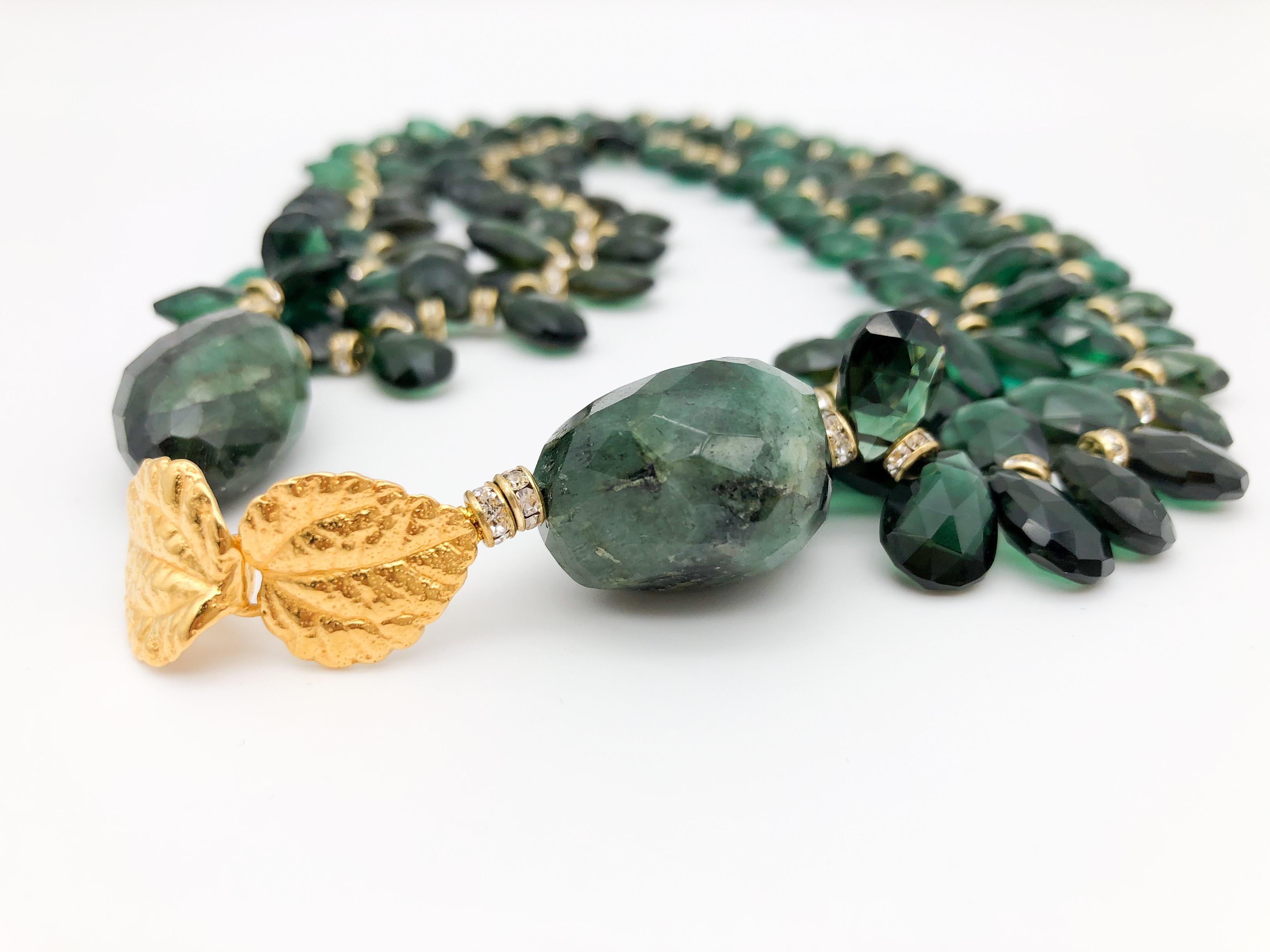 A.Jeschel Majestic Green Quartz with Emeralds necklace 1