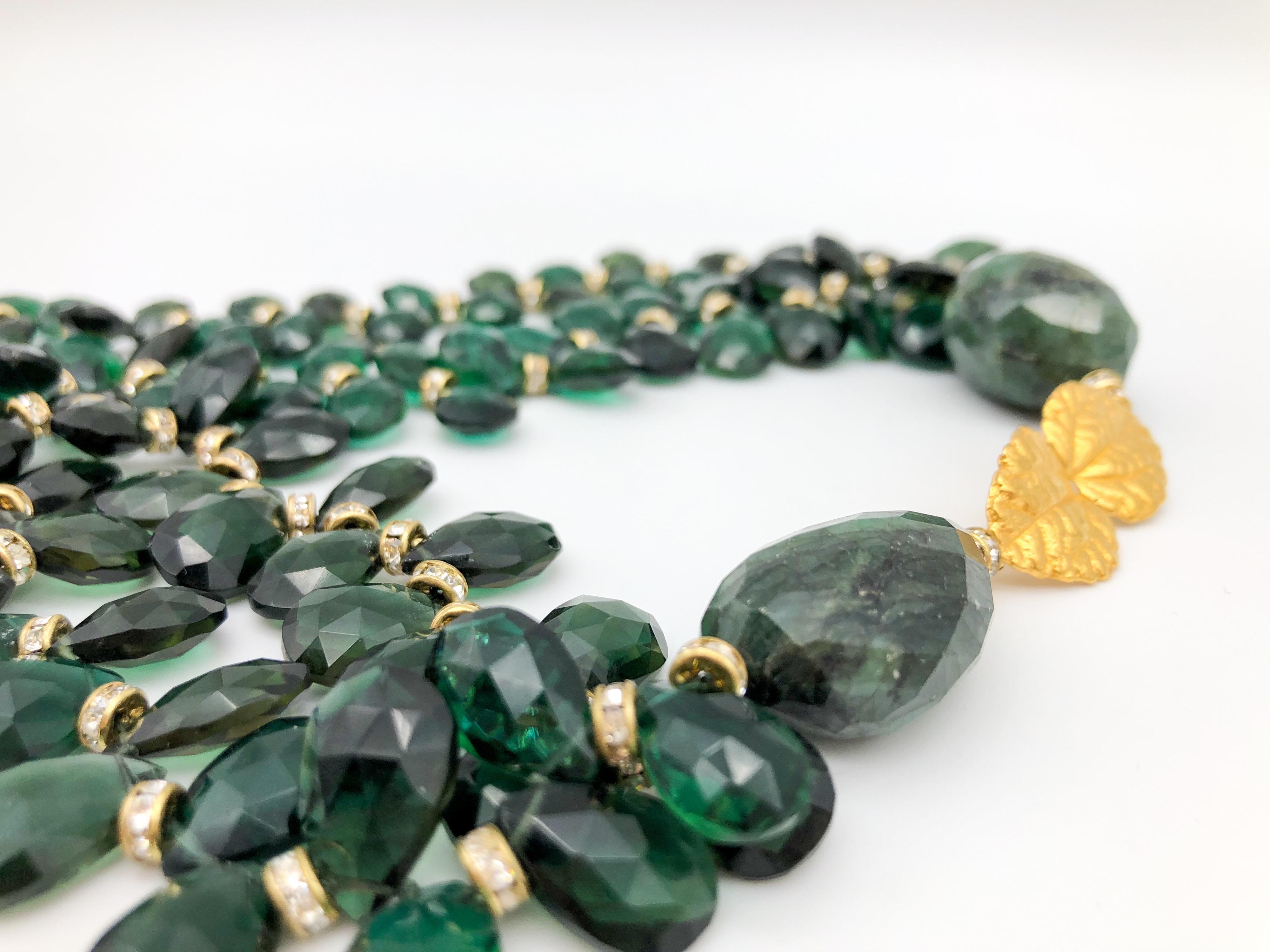 A.Jeschel Majestic Green Quartz with Emeralds necklace 3
