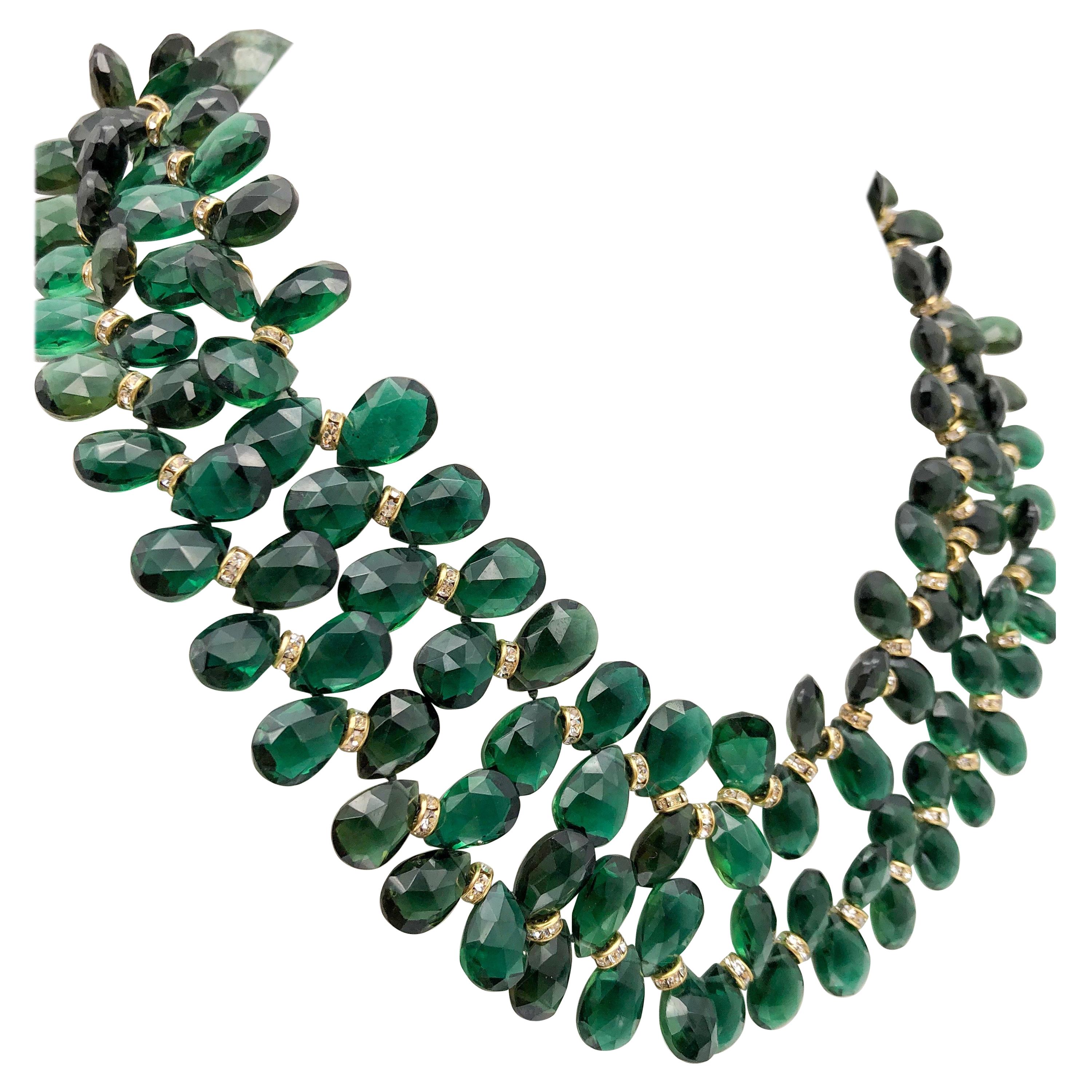 A.Jeschel Majestic Green Quartz with Emeralds necklace
