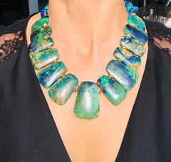 A.Jeschel Statement Malachite Collar Necklace.