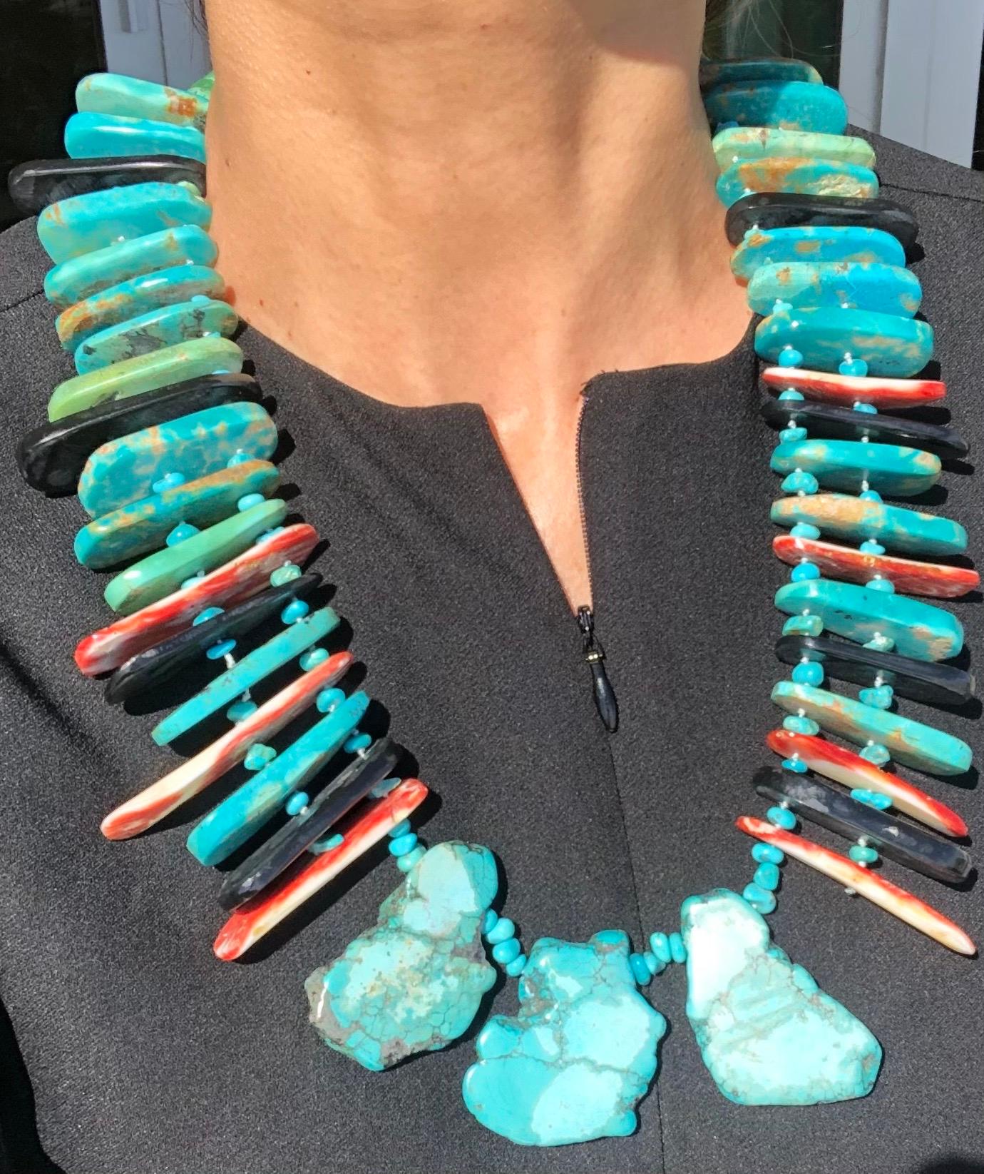 Mixed Cut A.Jeschel Massive Showstopping Turquoise Necklace.