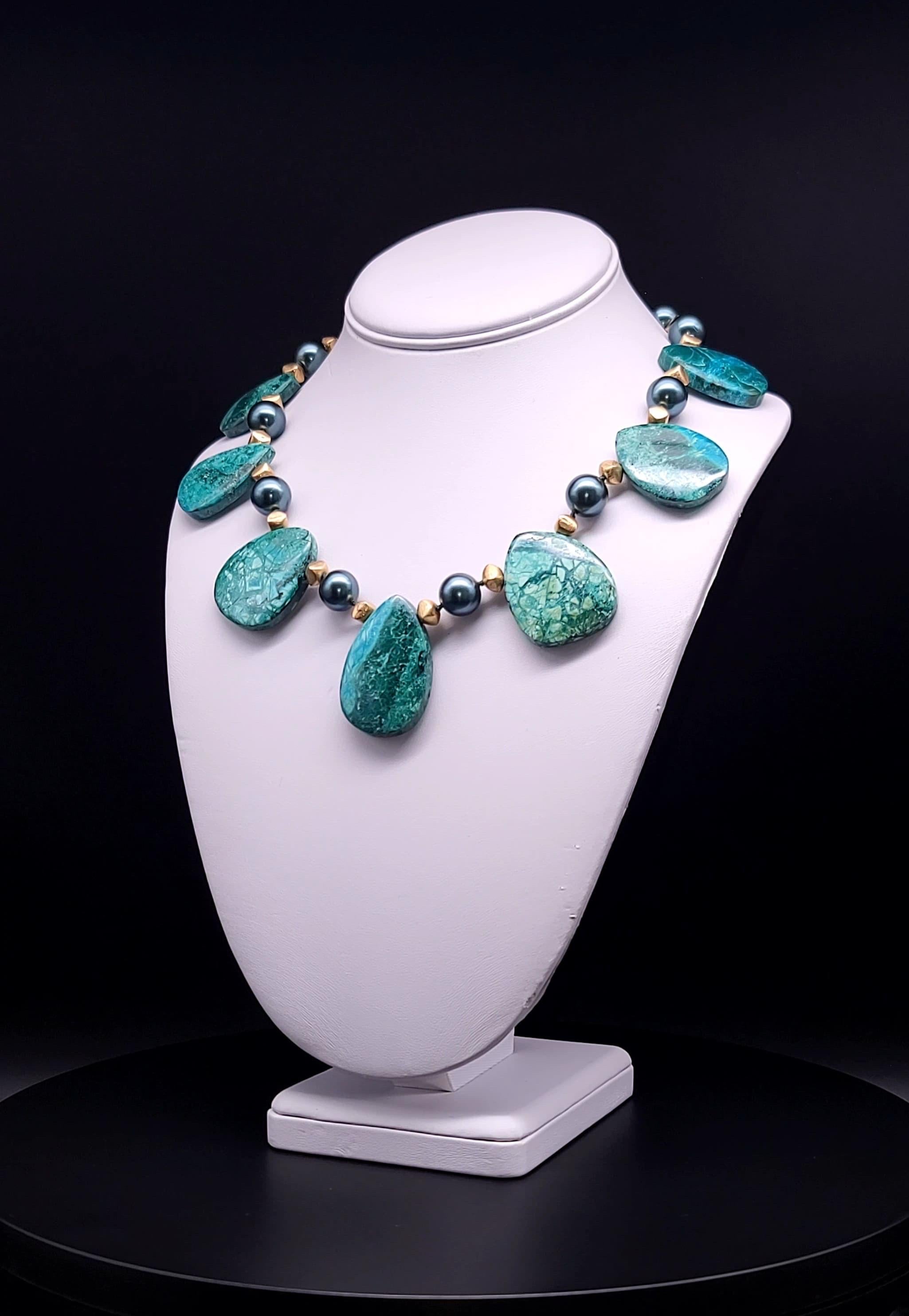 A.Jeschel Masterpiece Oval Chrysocolla plates necklace For Sale 4