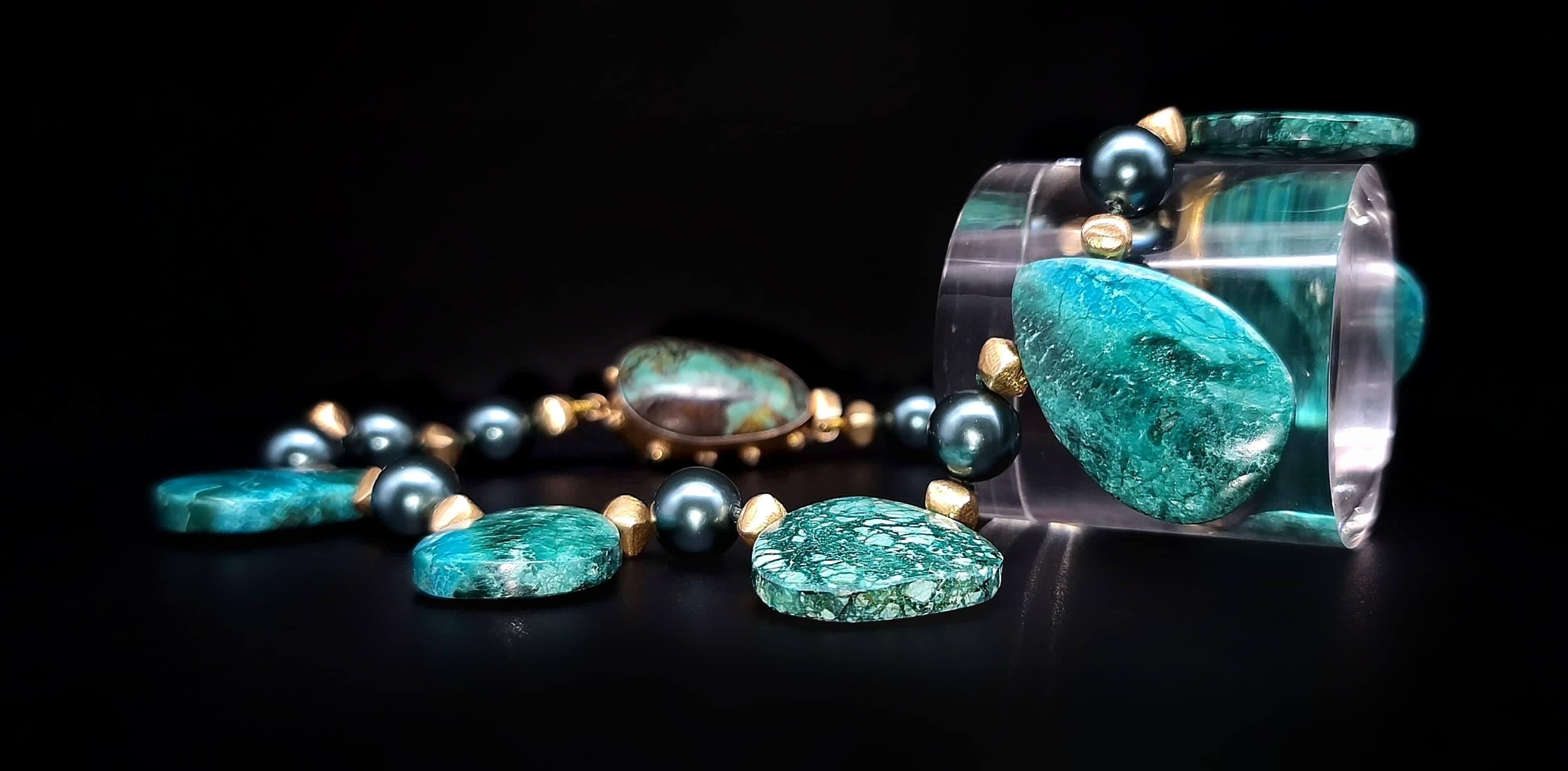 A.Jeschel Masterpiece Oval Chrysocolla plates necklace For Sale 5
