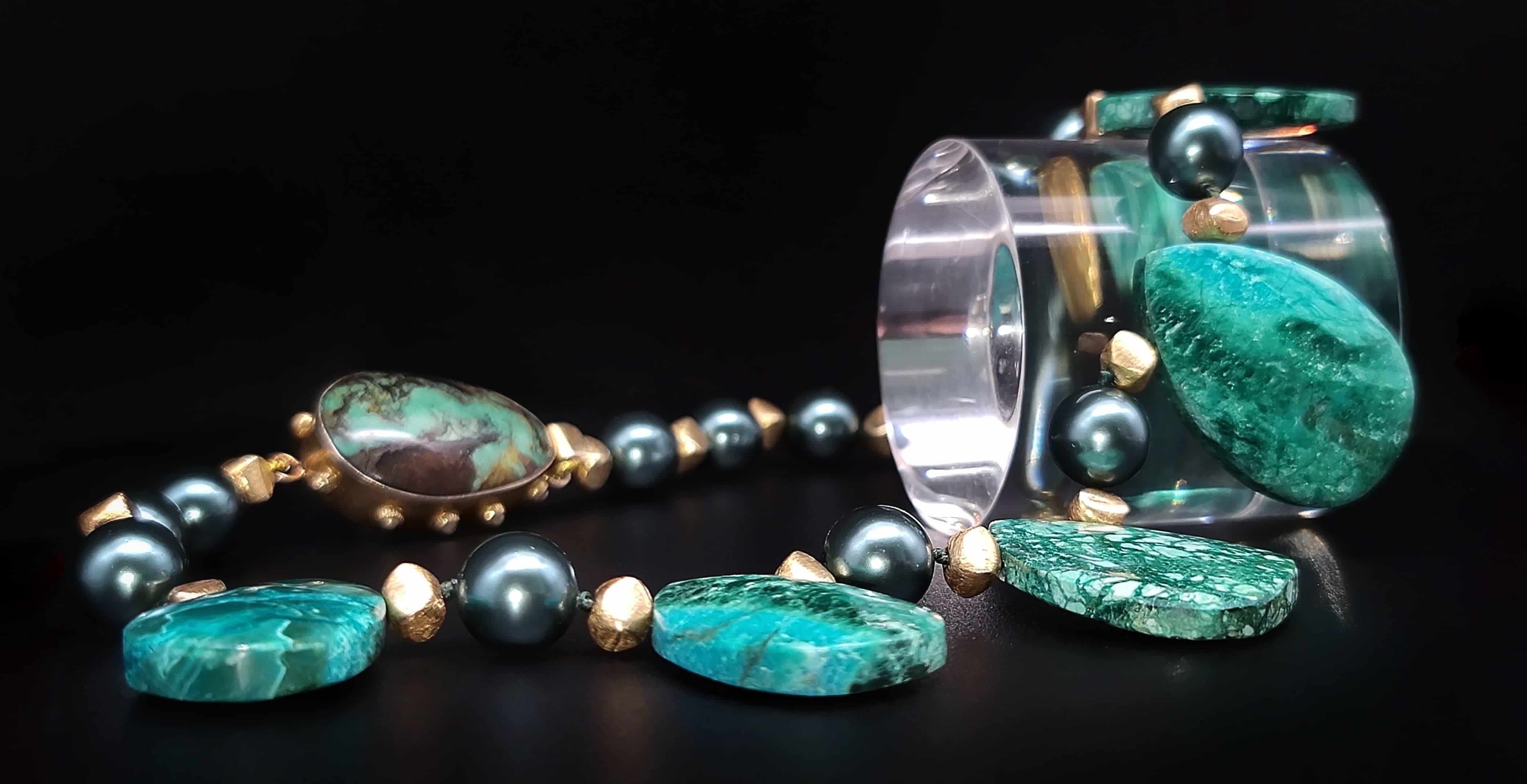 A.Jeschel Masterpiece Oval Chrysocolla plates necklace For Sale 8