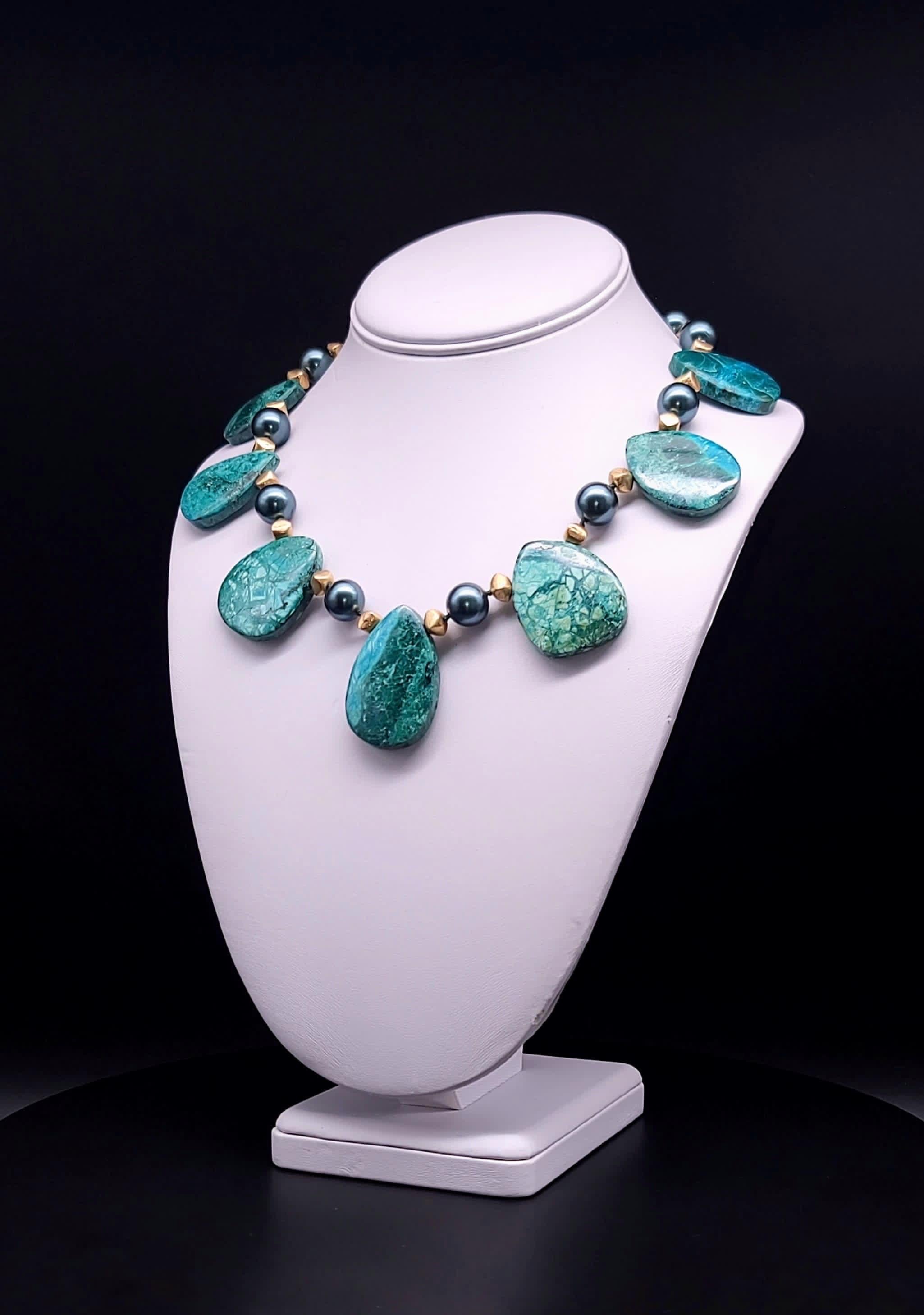 Taille ovale A.Jeschel Masterpiece Collier de plaques de chrysocolla ovales en vente