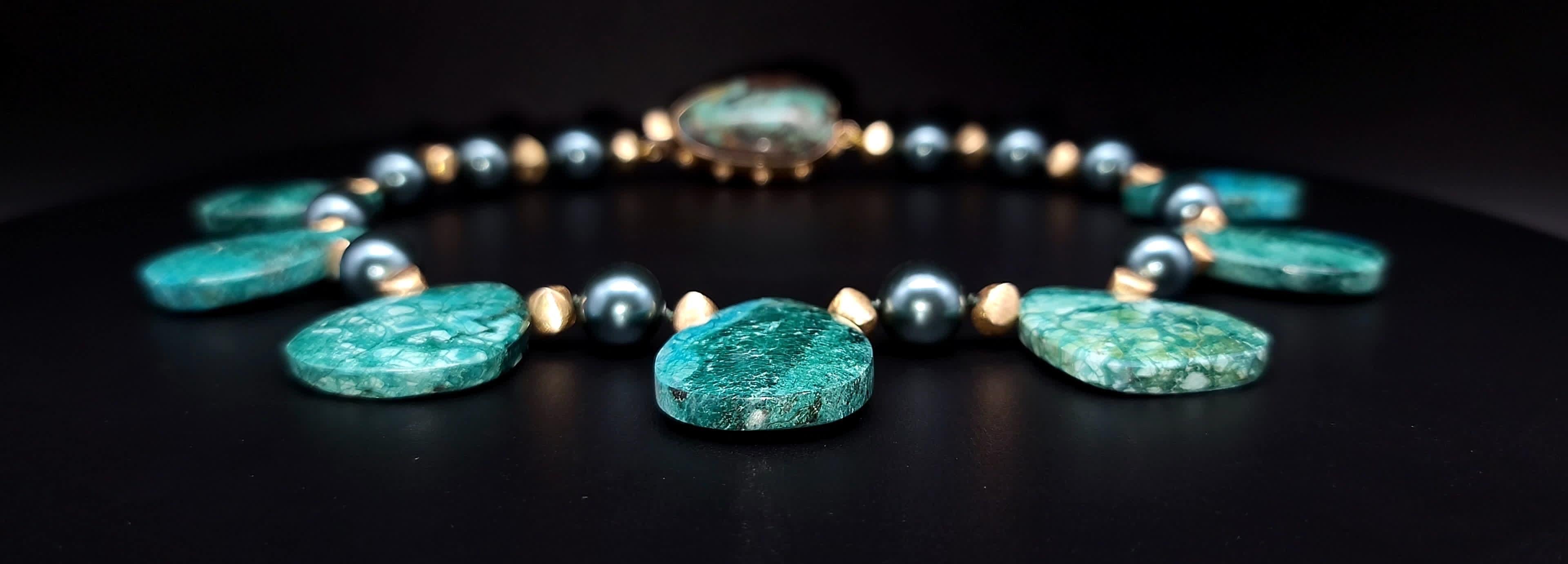 A.Jeschel Masterpiece Oval Chrysocolla plates necklace For Sale 2