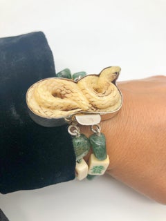 A.Jeschel Miniature Mahjong tiles in a 2 strand Aventurine bracelet.