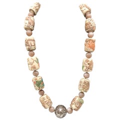 A.Jeschel Moonstone necklace with Chinese Zodiac symbols