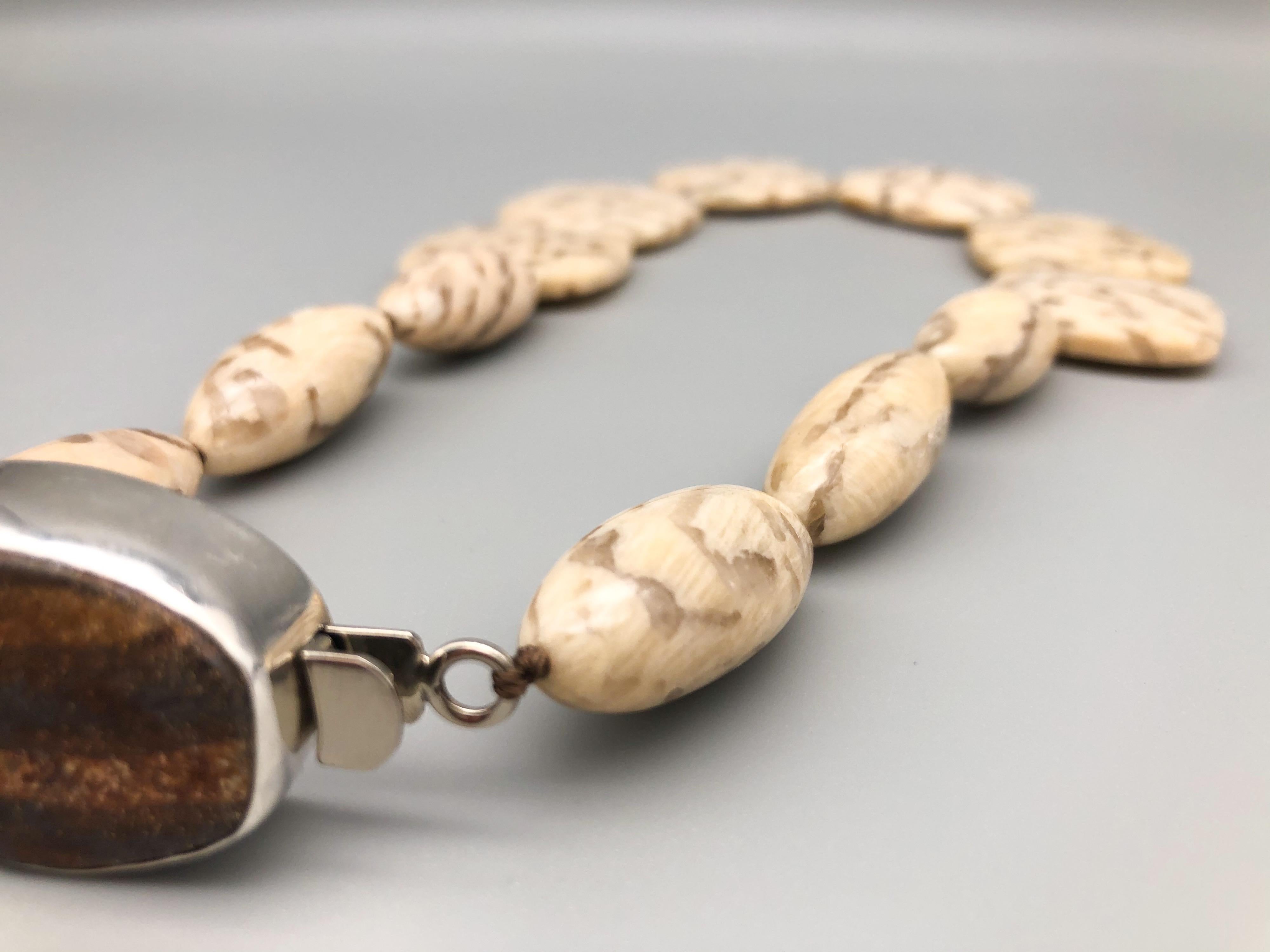 A.Jeschel Mysterious Jasper Stone Necklace. For Sale 1