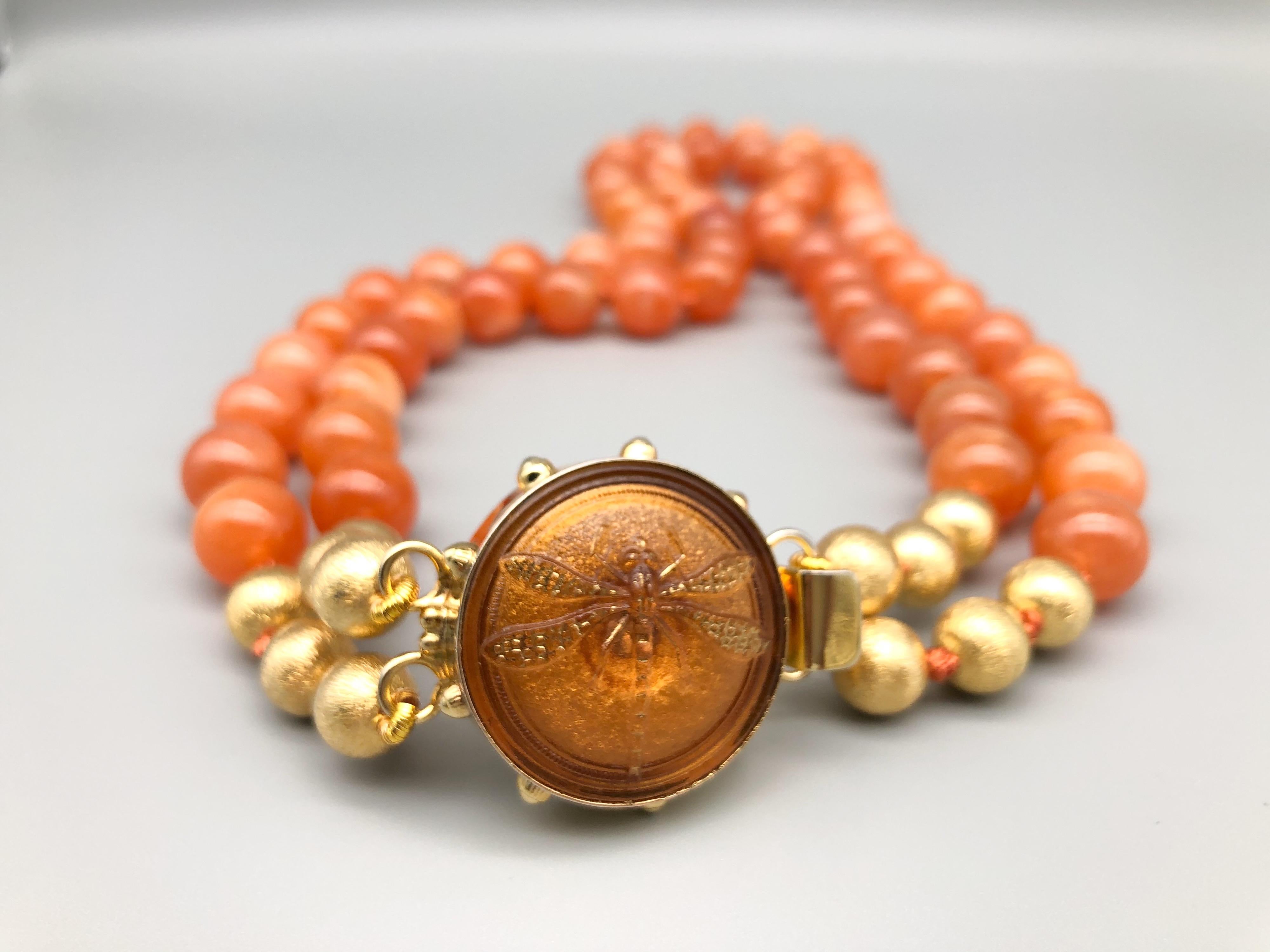 A.Jeschel Natural orange Chalcedony, soft and flattering. In New Condition In Miami, FL