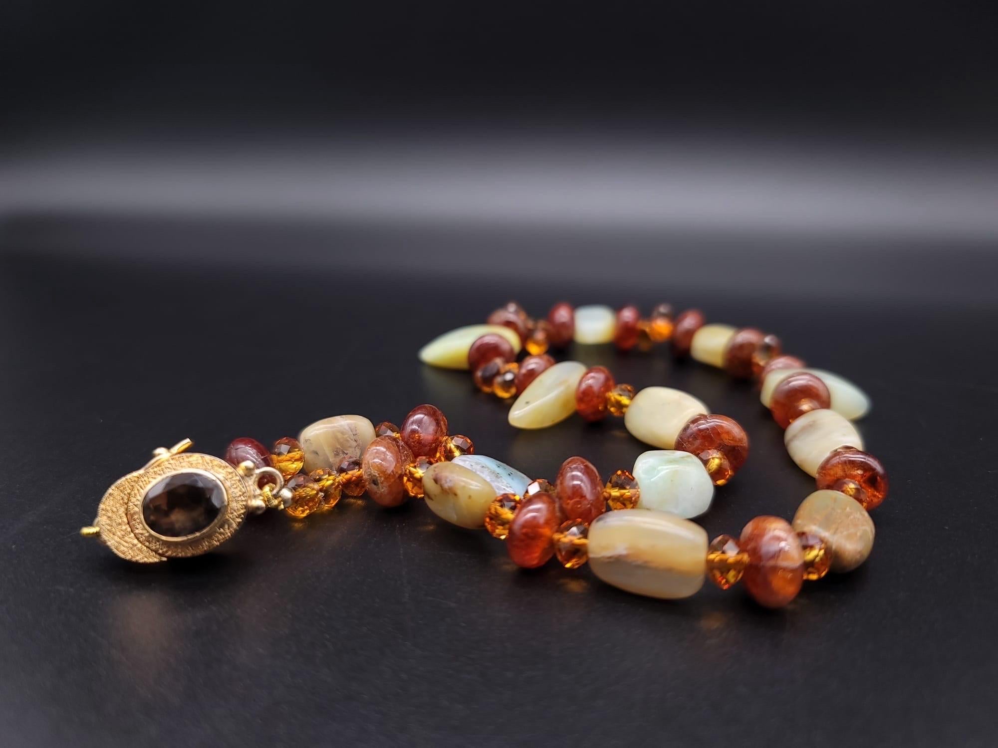 A.Jeschel Peruvian Opal , Topaz and Hessonite Necklace. For Sale 5