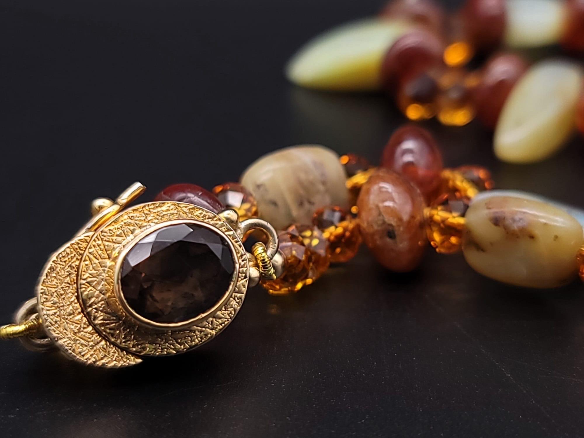 Halskette aus peruanischem Opal, Topas und Hessonit von A.Jeschel. im Angebot 6