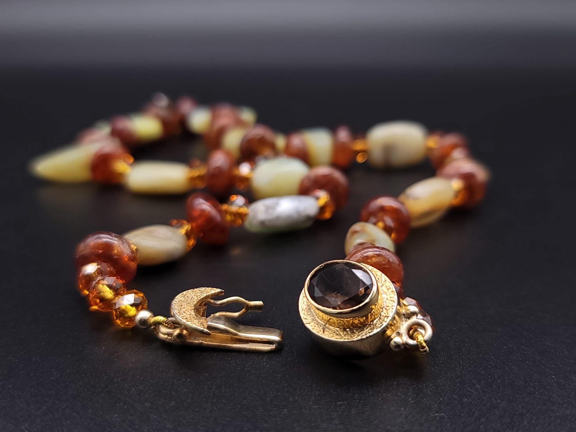 Halskette aus peruanischem Opal, Topas und Hessonit von A.Jeschel. im Angebot 7