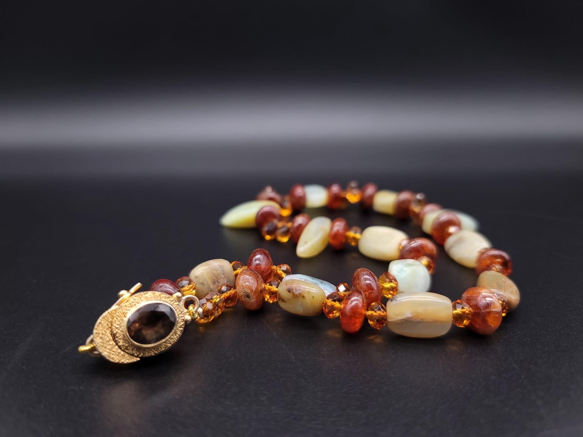 A.Jeschel Peruvian Opal , Topaz and Hessonite Necklace. For Sale 8