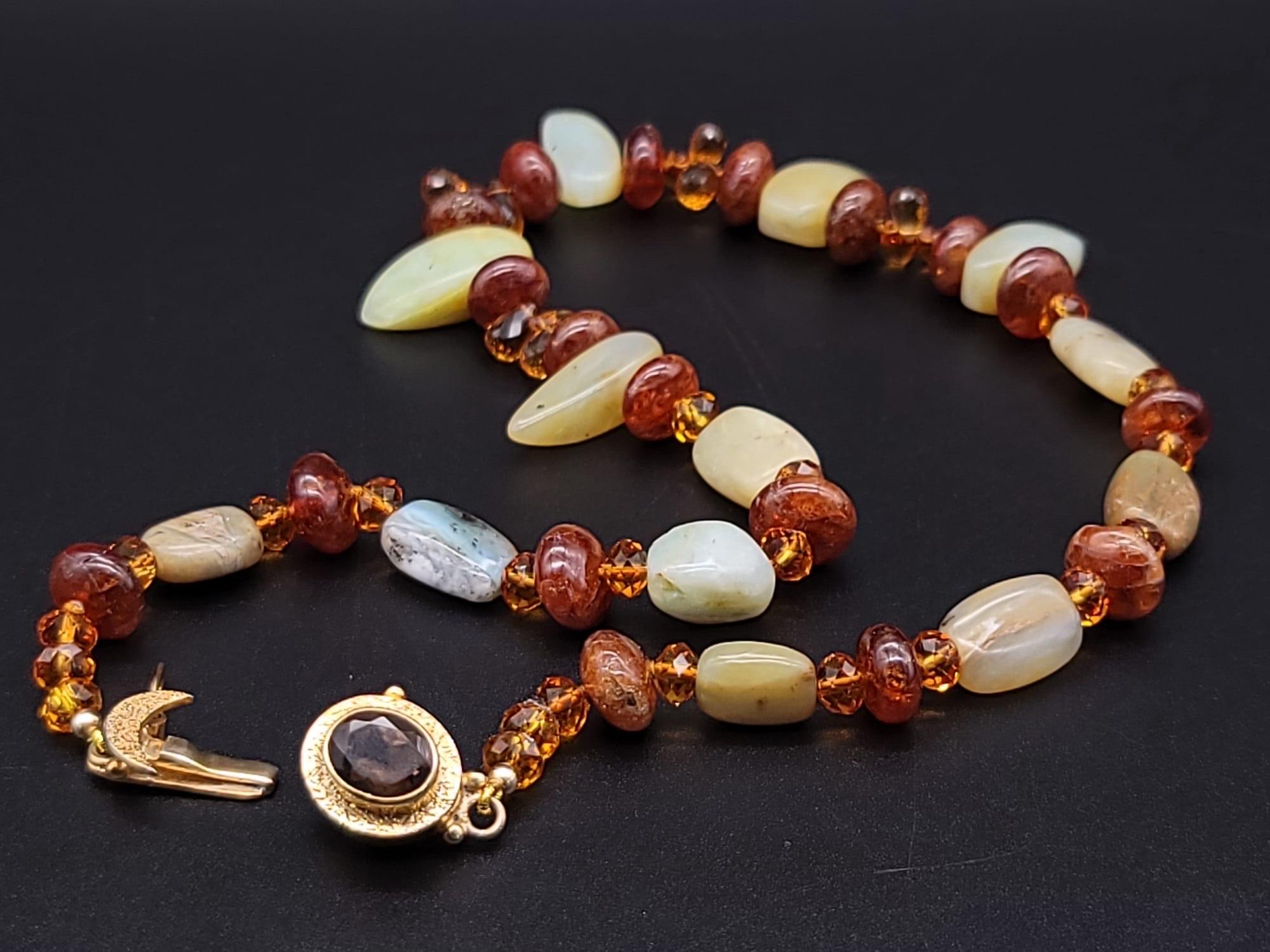 A.Jeschel Peruvian Opal , Topaz and Hessonite Necklace. For Sale 9