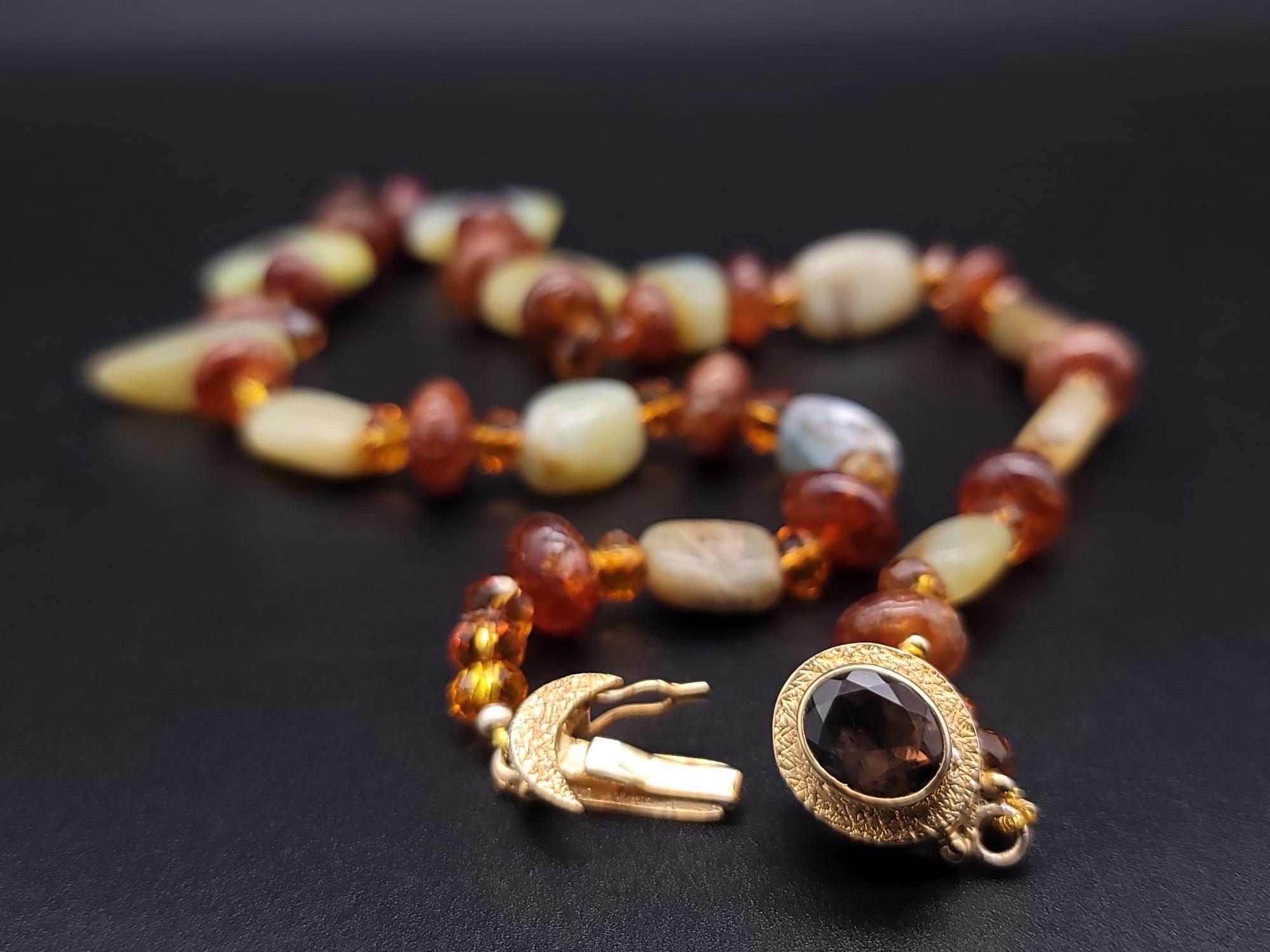 Halskette aus peruanischem Opal, Topas und Hessonit von A.Jeschel. im Angebot 10