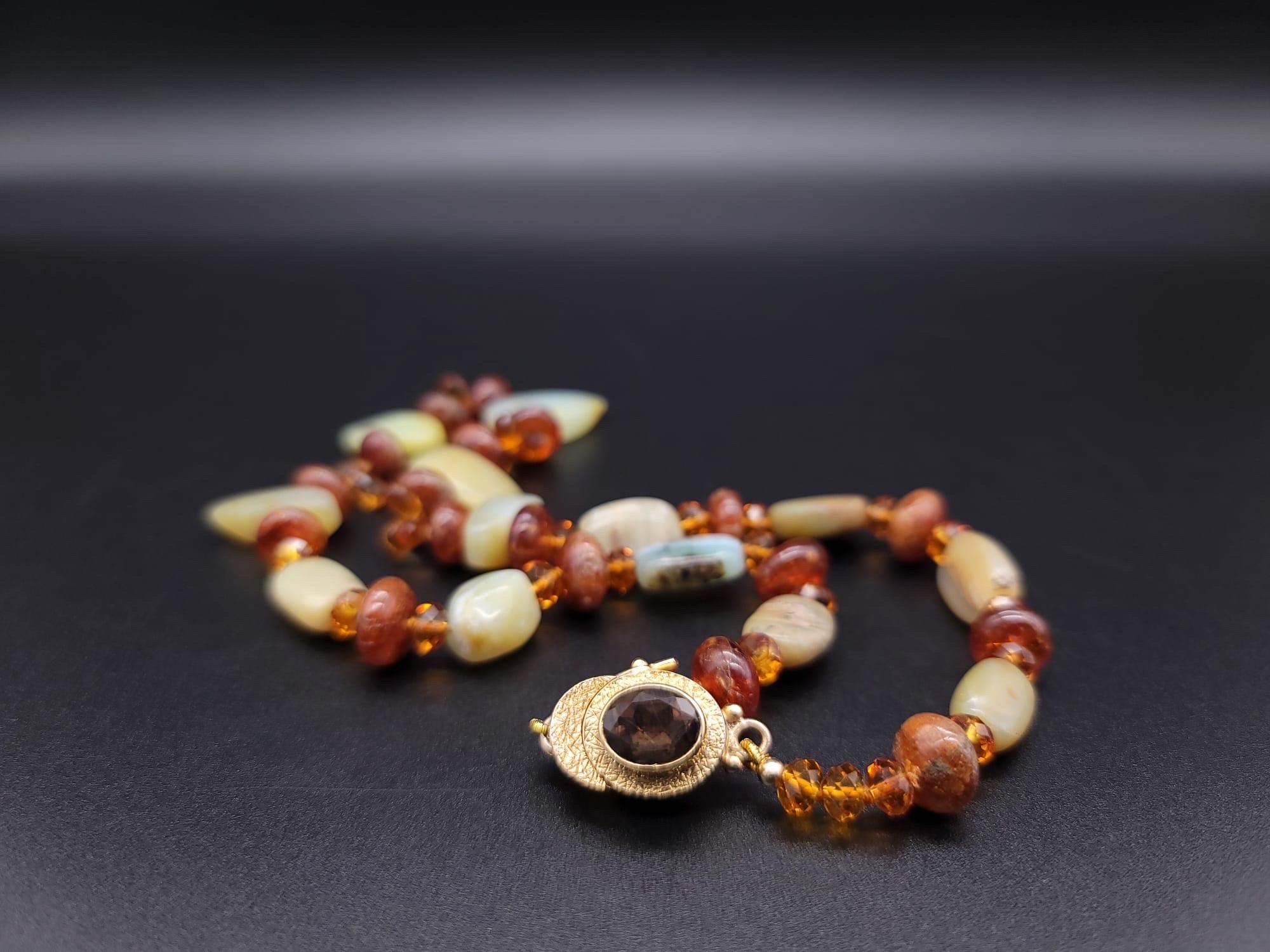 A.Jeschel Peruvian Opal , Topaz and Hessonite Necklace. For Sale 11