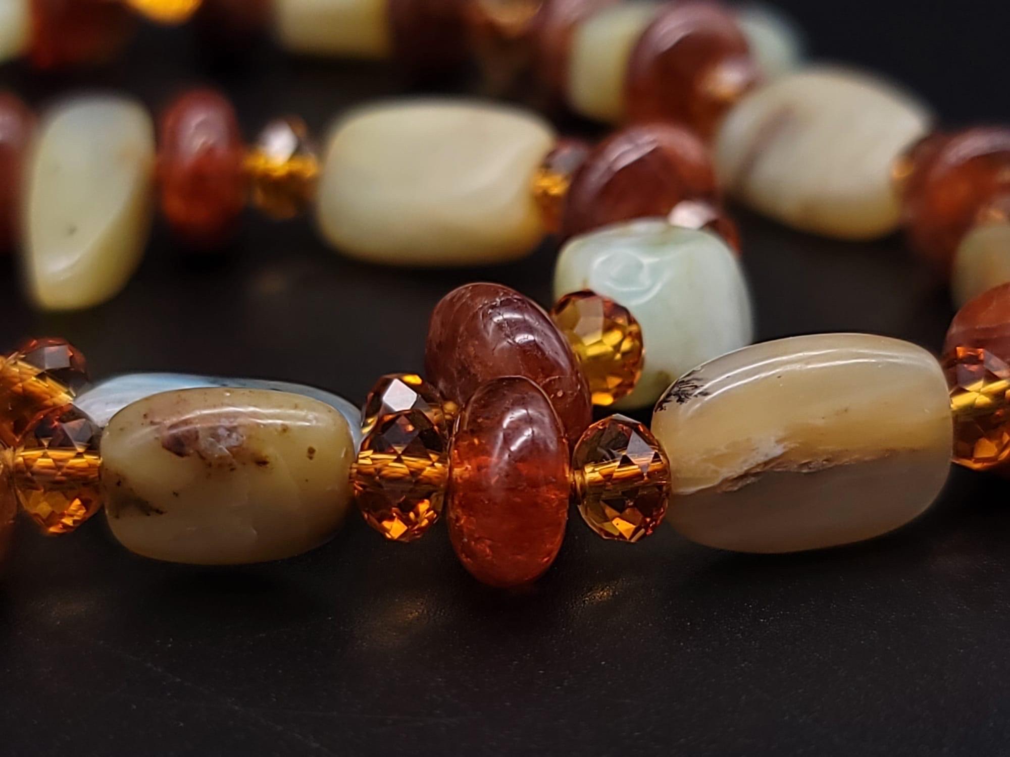 A.Jeschel Peruvian Opal , Topaz and Hessonite Necklace. For Sale 12