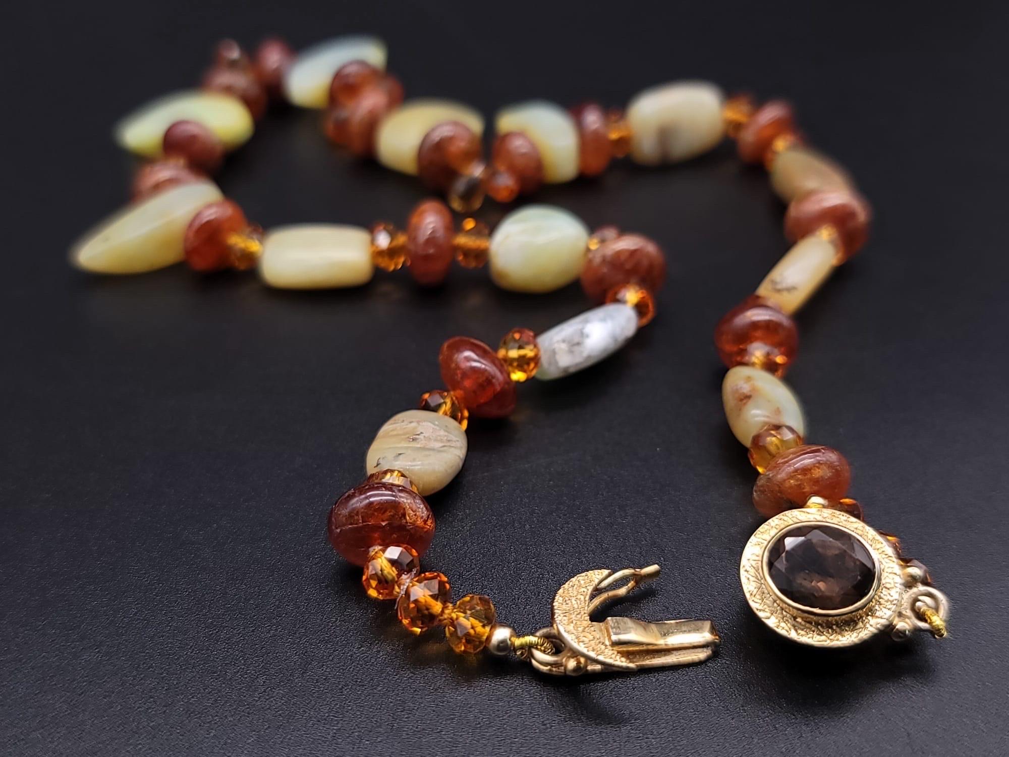 A.Jeschel Peruvian Opal , Topaz and Hessonite Necklace. For Sale 14