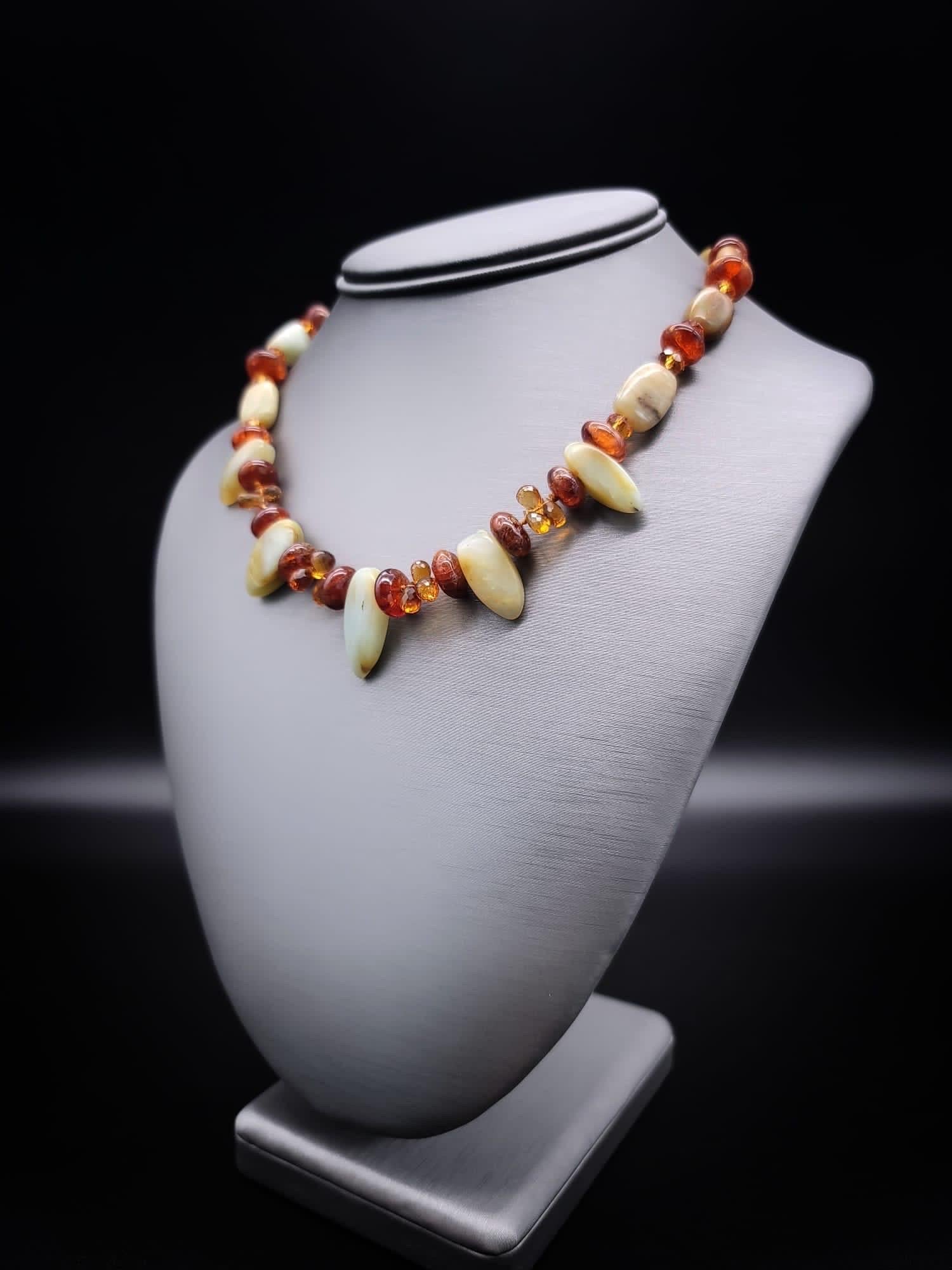 Contemporary A.Jeschel Peruvian Opal , Topaz and Hessonite Necklace. For Sale