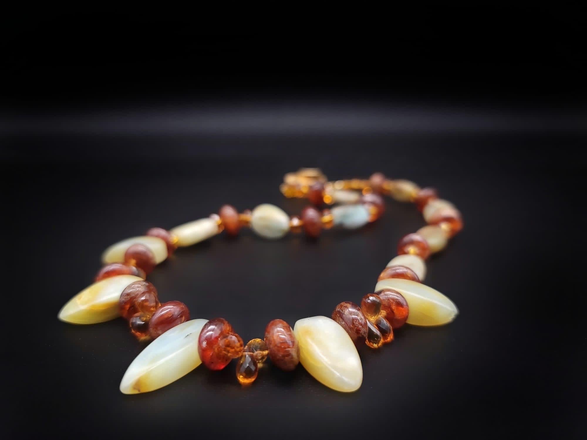 A.Jeschel Peruvian Opal , Topaz and Hessonite Necklace. For Sale 1