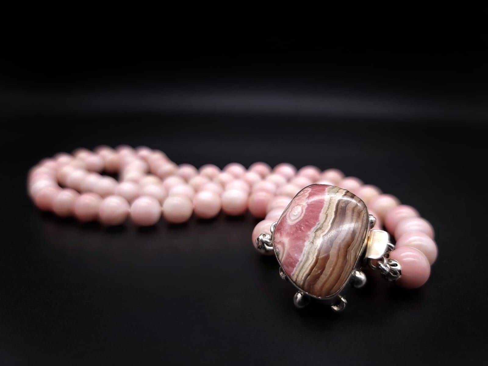 A.Jeschel Pink Onyx with a signature Rhodocrosite clasp necklace. For Sale 3
