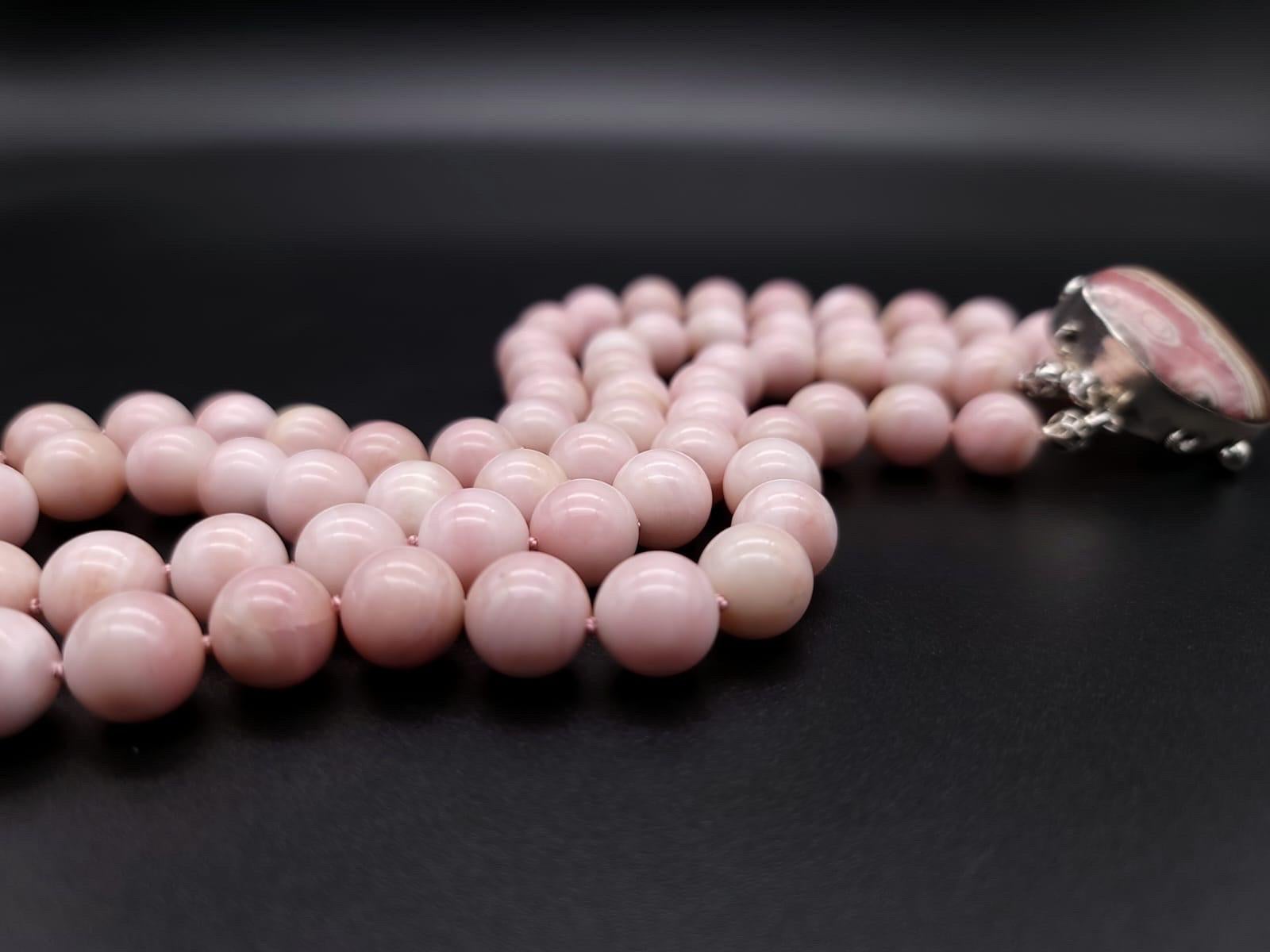 A.Jeschel Pink Onyx with a signature Rhodocrosite clasp necklace. For Sale 4