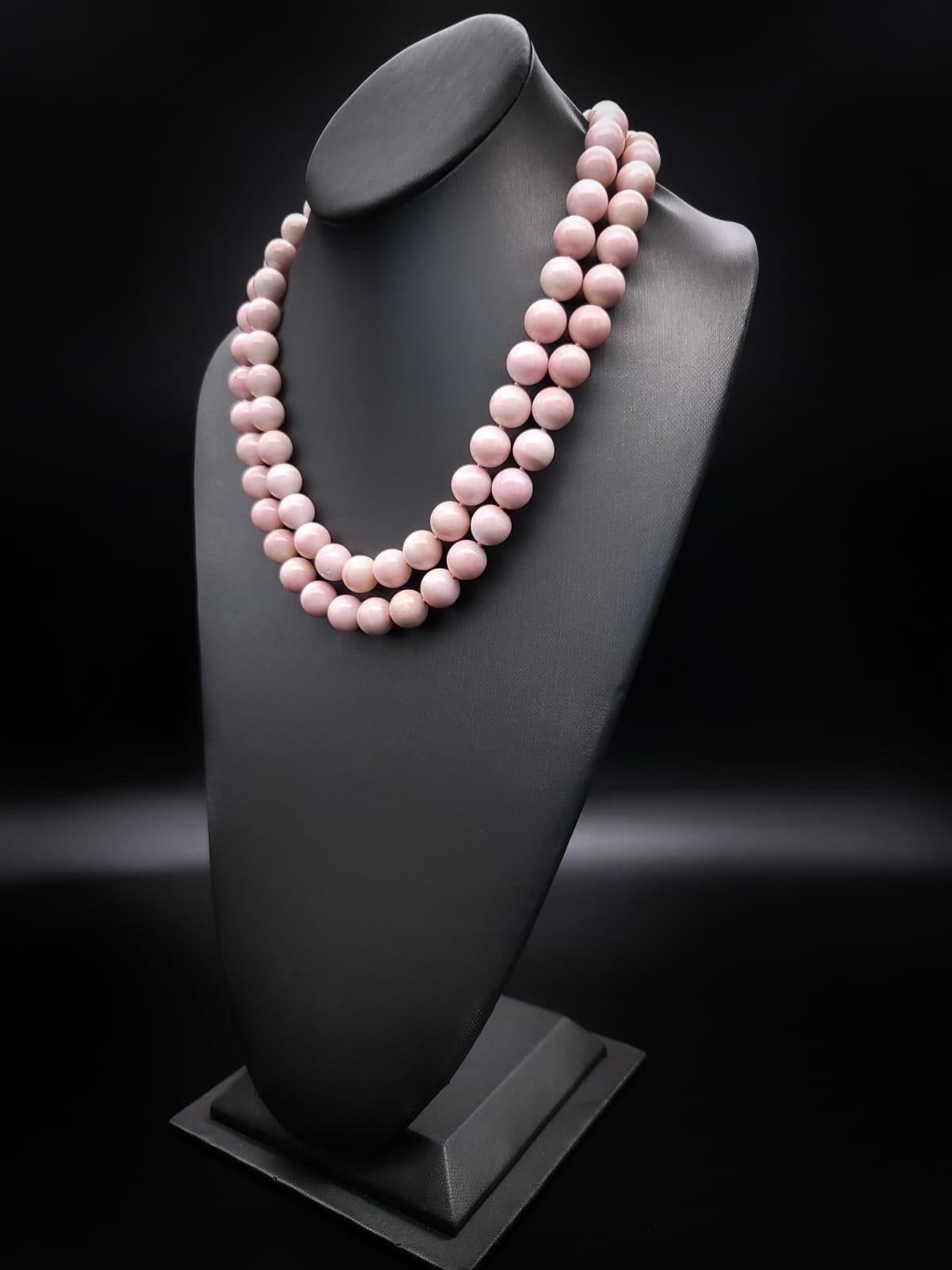 Contemporary A.Jeschel Pink Onyx with a signature Rhodocrosite clasp necklace. For Sale