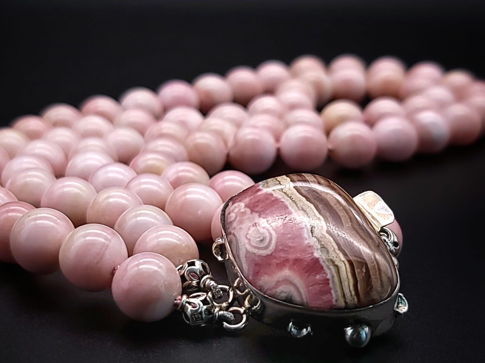 A.Jeschel Collier en onyx rose avec fermoir en rhodocrosite caractéristique. en vente 1