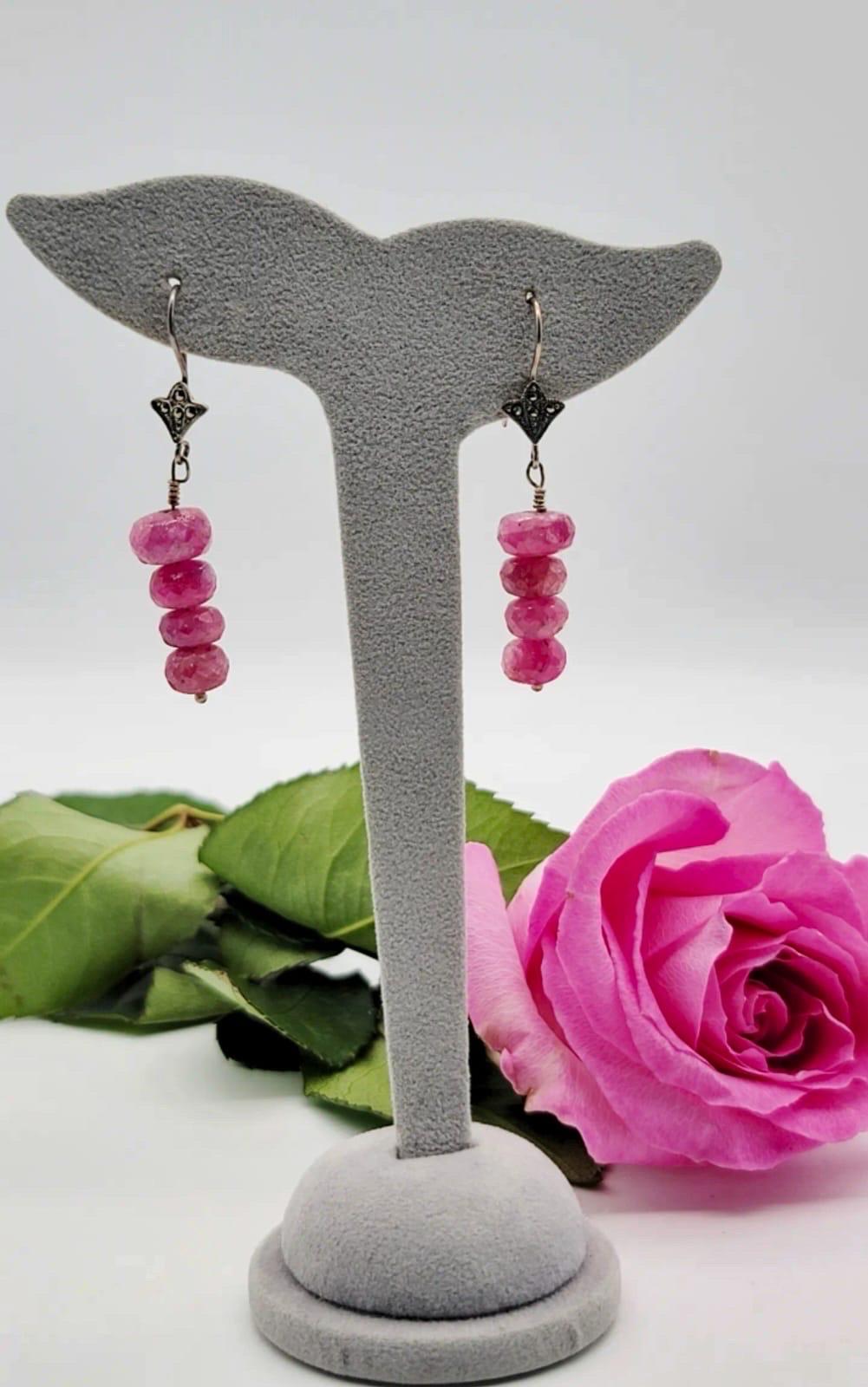 Faceted pink Sapphire earrings.