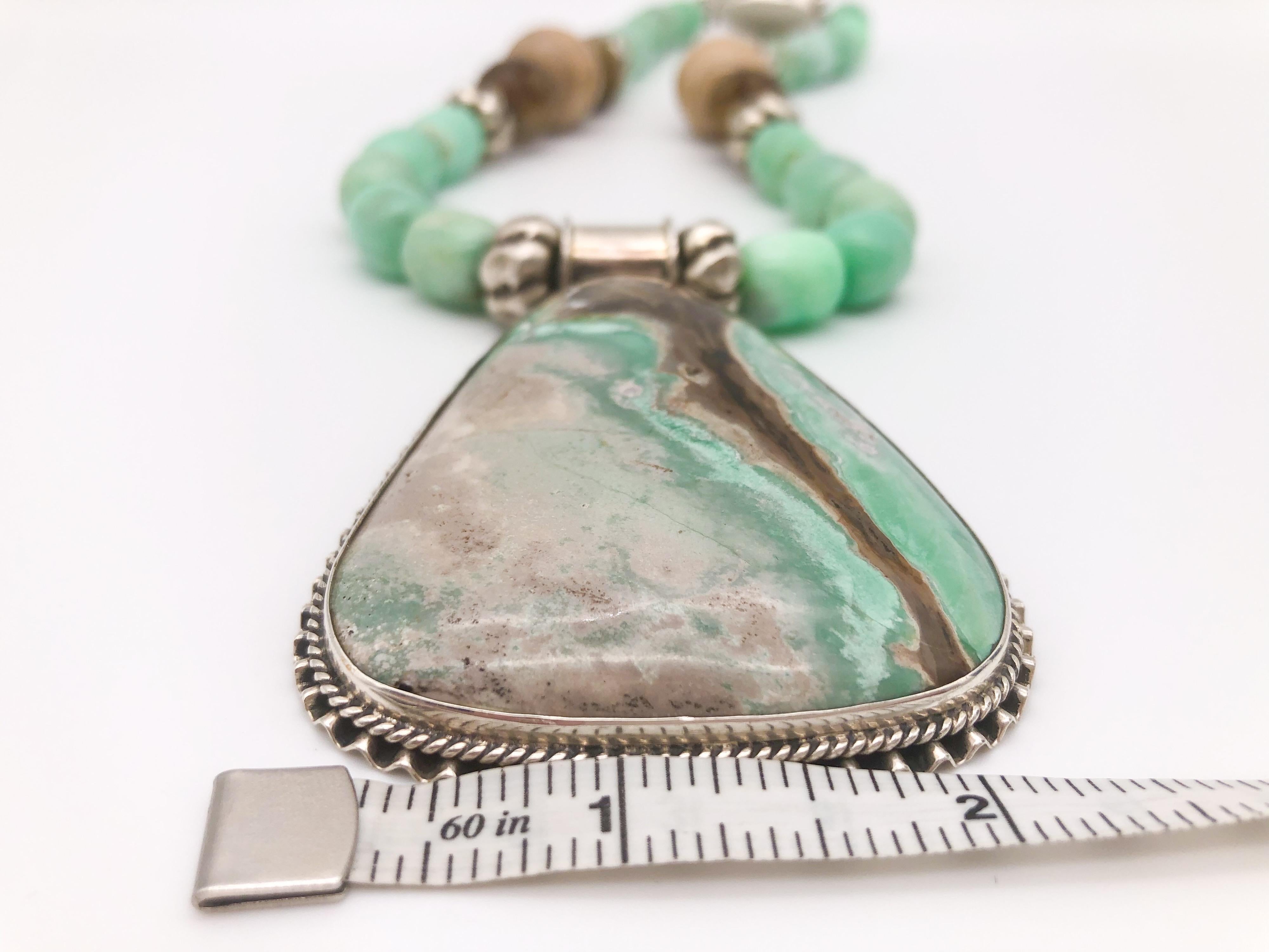 A.Jeschel Polished Chrysoprase Specimen Pendant Necklace For Sale 7