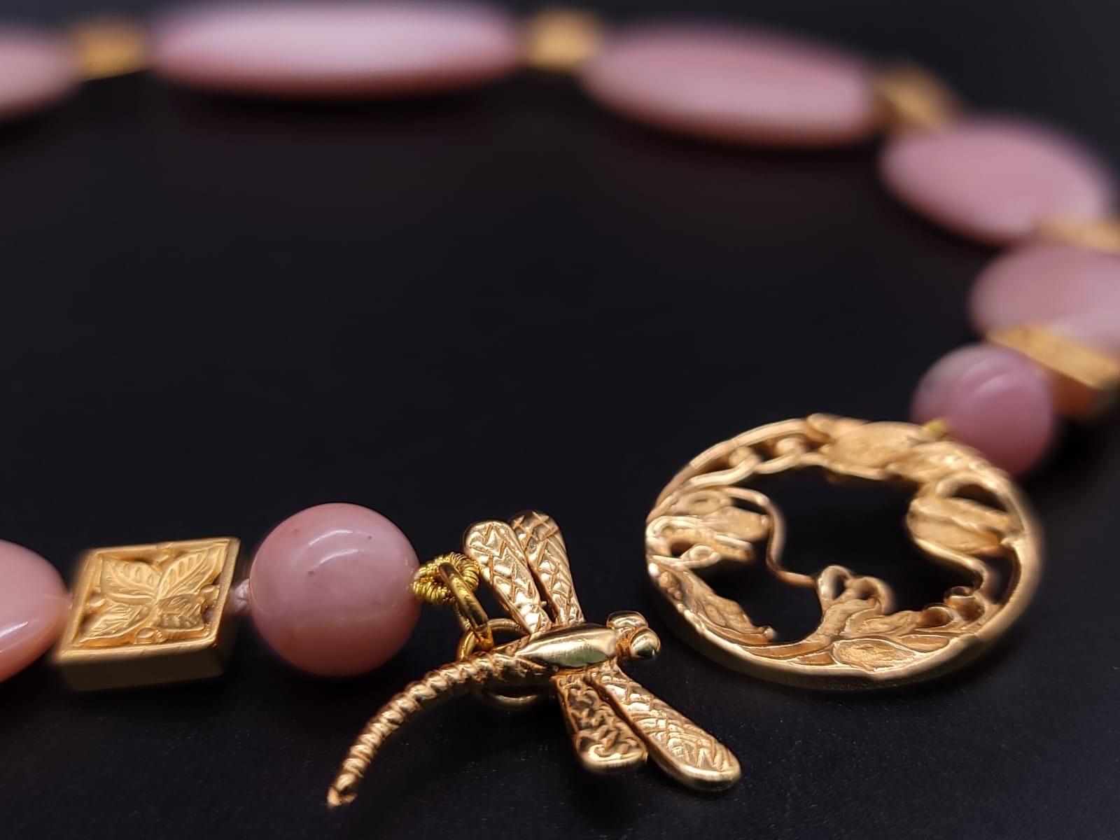 A.Jeschel Halskette aus poliertem rosa peruanischem Opal. im Angebot 5