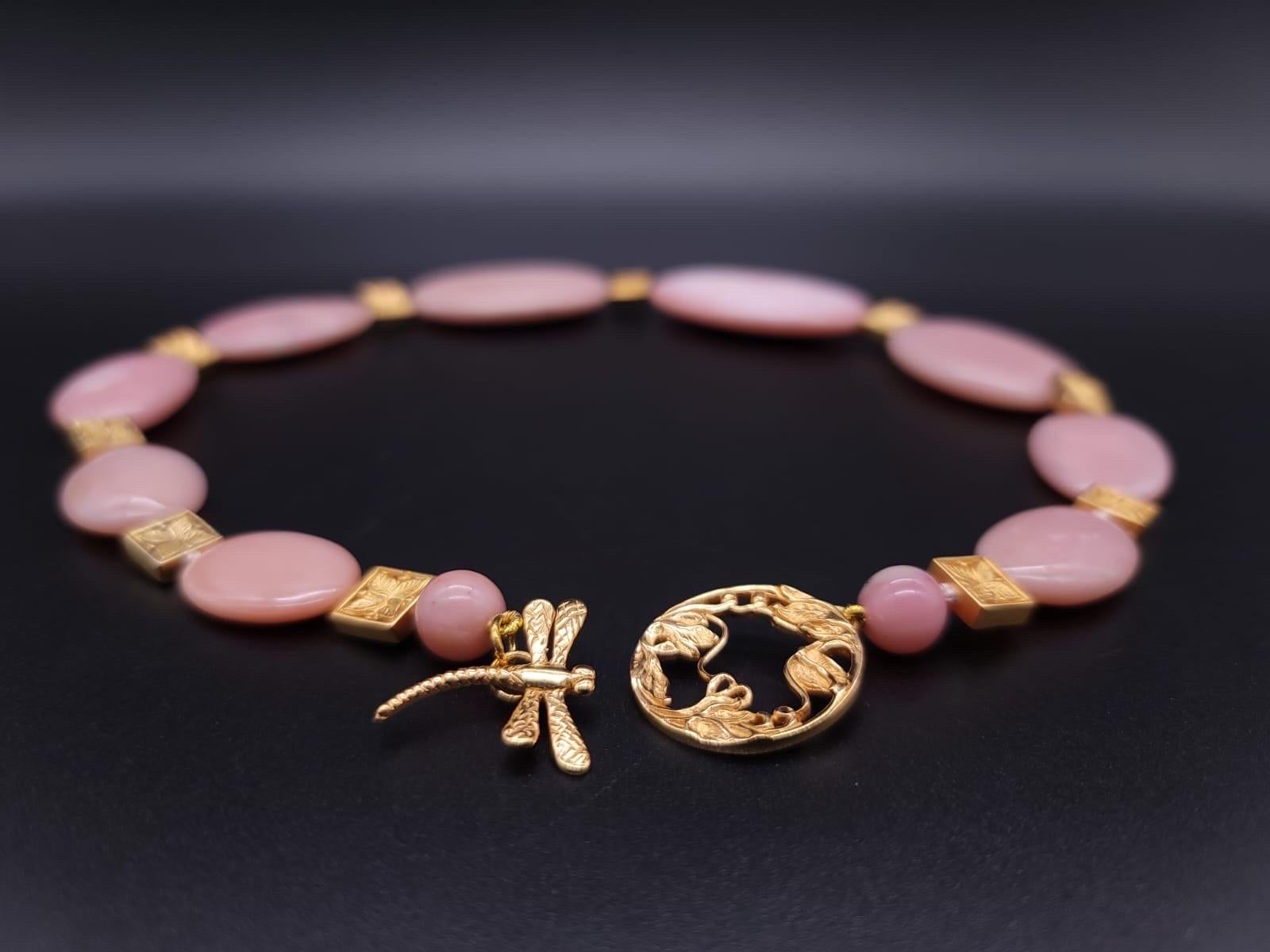 A.Jeschel Halskette aus poliertem rosa peruanischem Opal. im Angebot 7