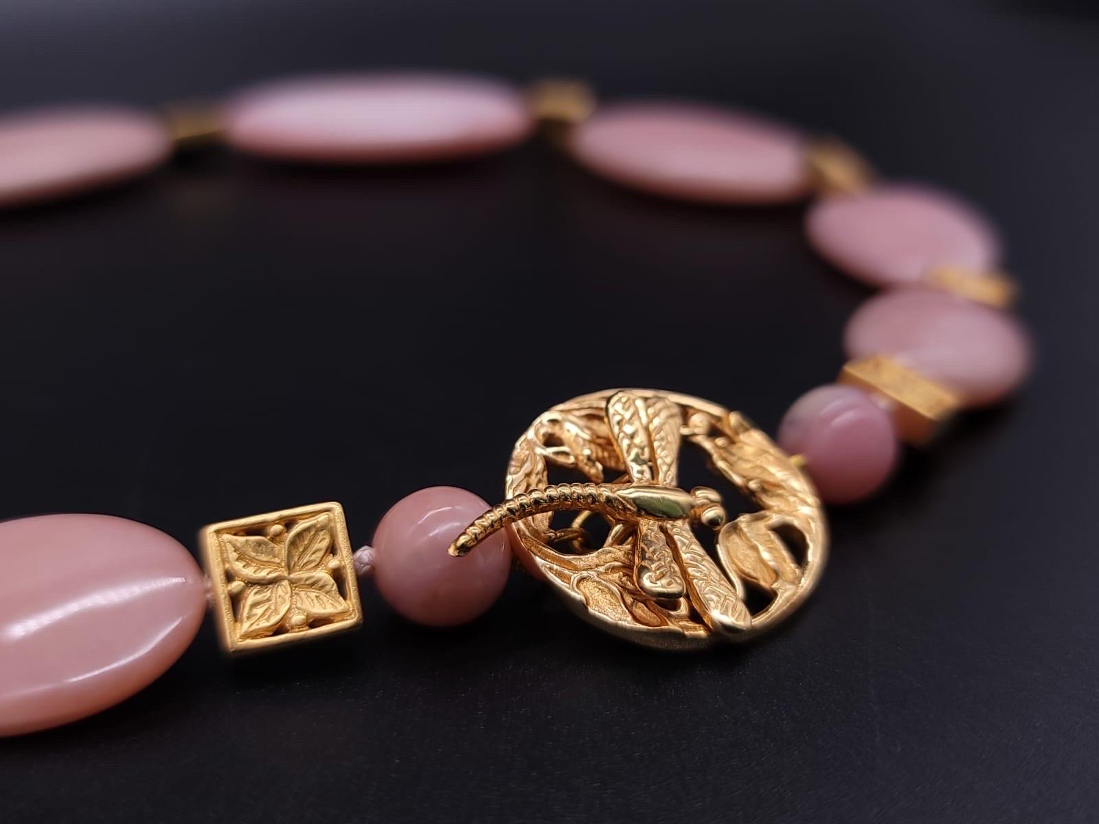 A.Jeschel Halskette aus poliertem rosa peruanischem Opal. im Angebot 8