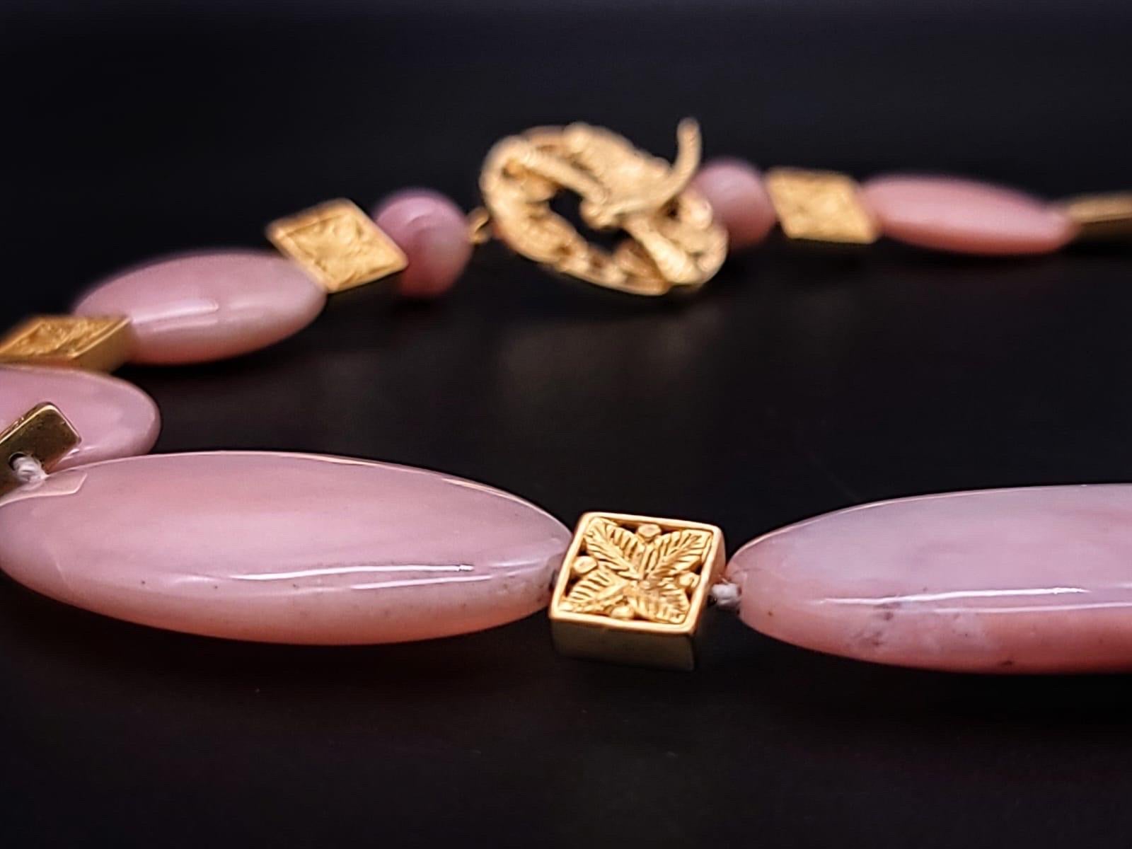A.Jeschel Halskette aus poliertem rosa peruanischem Opal. im Angebot 9