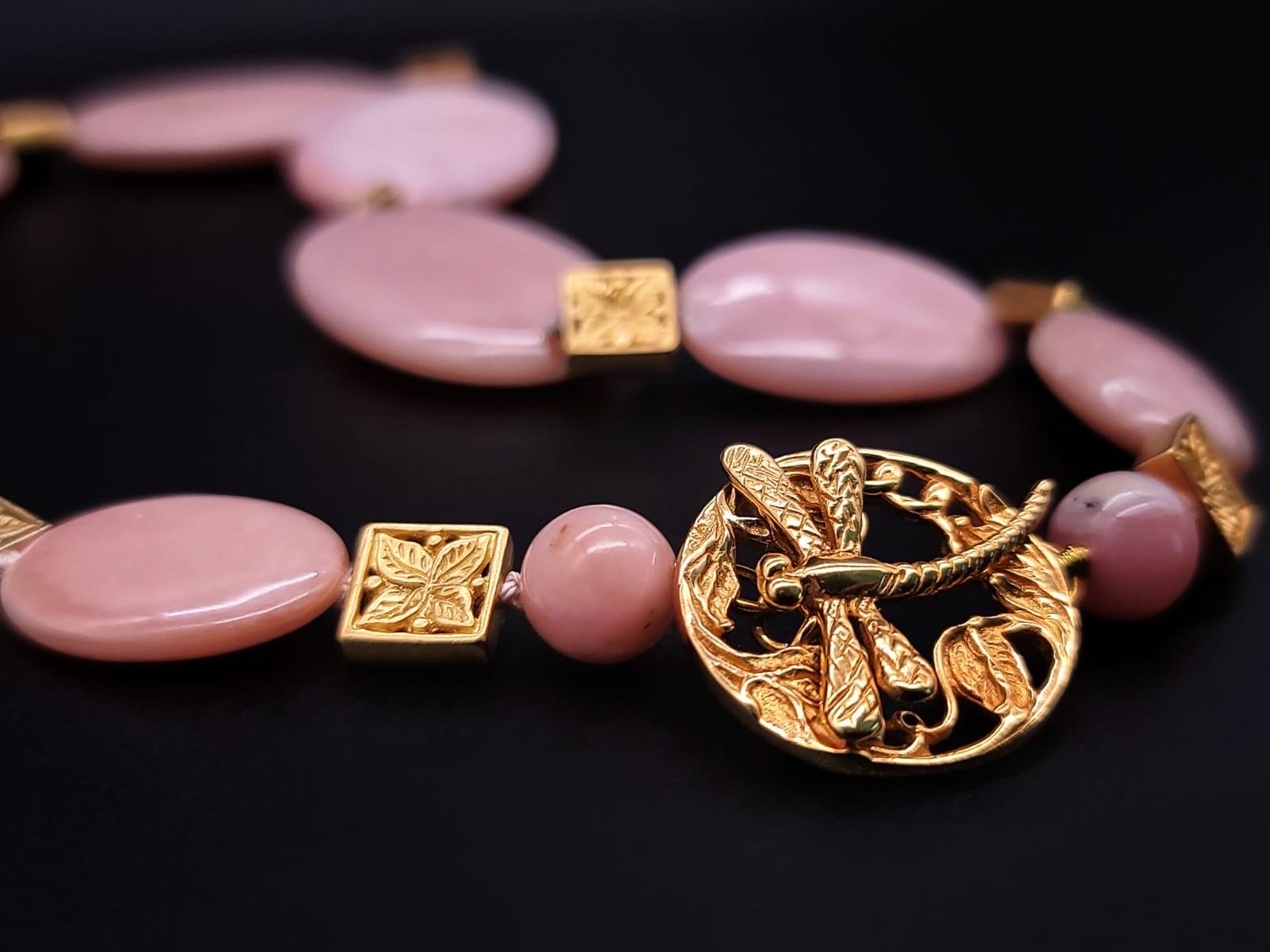 A.Jeschel Halskette aus poliertem rosa peruanischem Opal. im Angebot 2