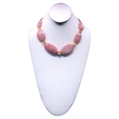 A.Jeschel Polished Oval Pink Peruvian Opal necklace .