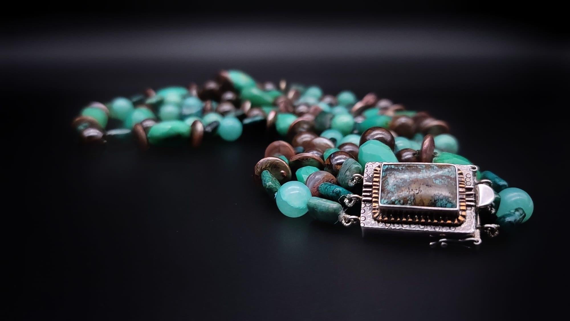 Women's A.Jeschel Precious Chrysoprase necklace with Australian Brown Opals  For Sale