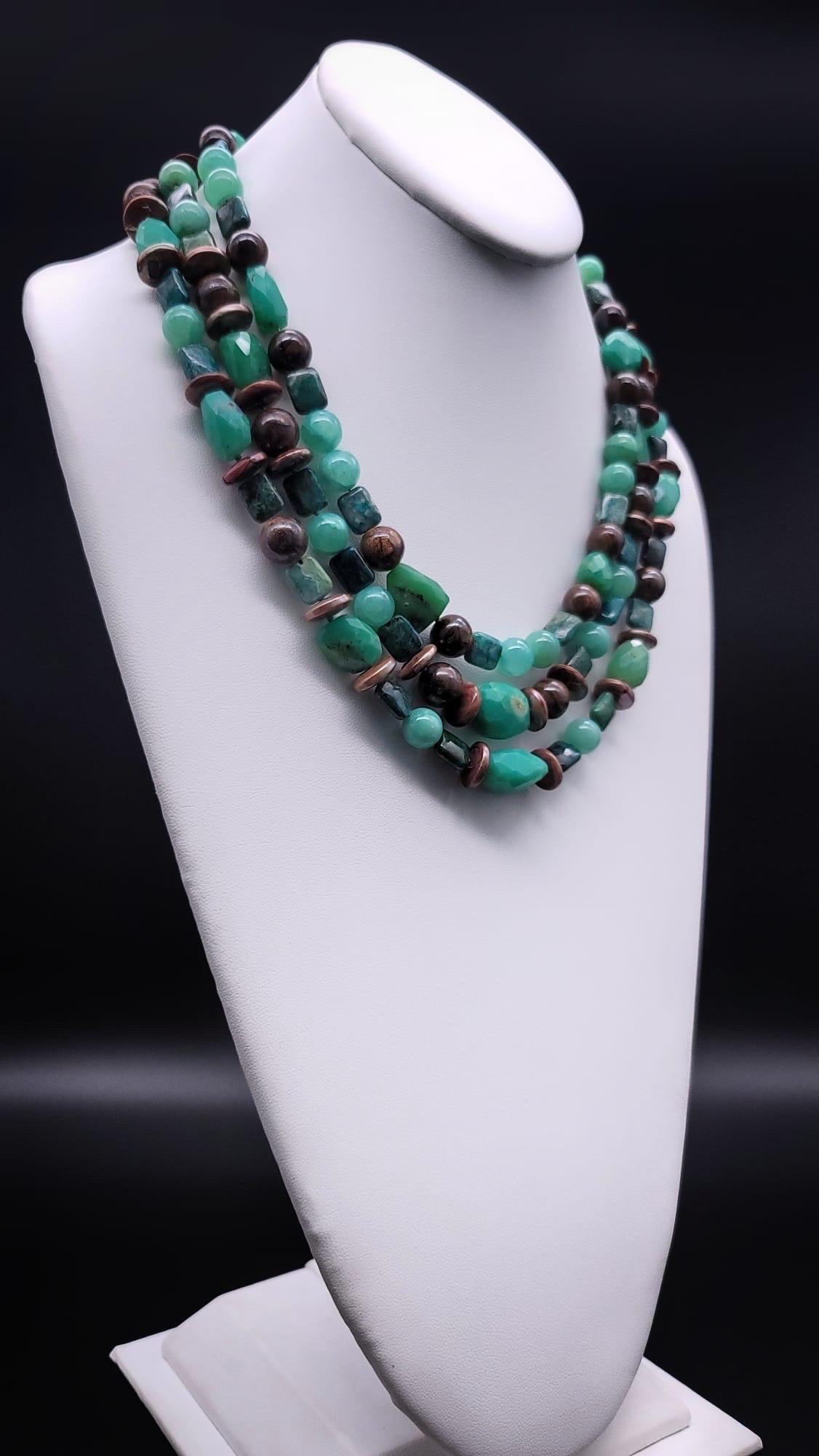 A.Jeschel Precious Chrysoprase necklace with Australian Brown Opals  For Sale 3