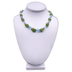 A.Jeschel Precious Peridot and Blue Topaz Necklace