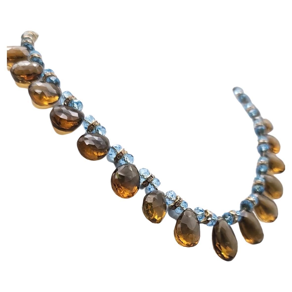 A.Jeschel Quartz Cognac and faceted Topaz Necklace