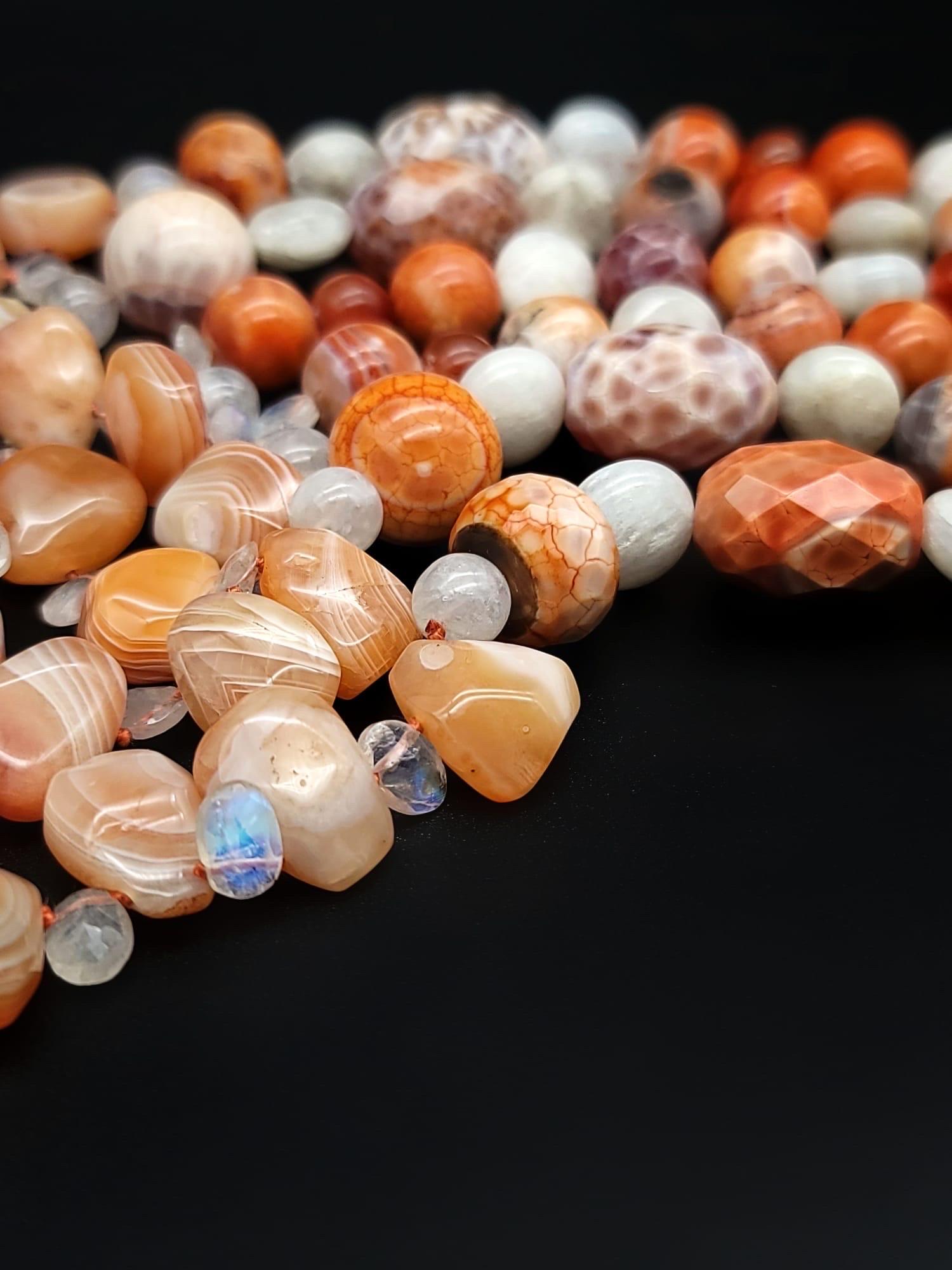 A.Jeschel Rainbow Moonstone and Carnelian Necklace For Sale 6