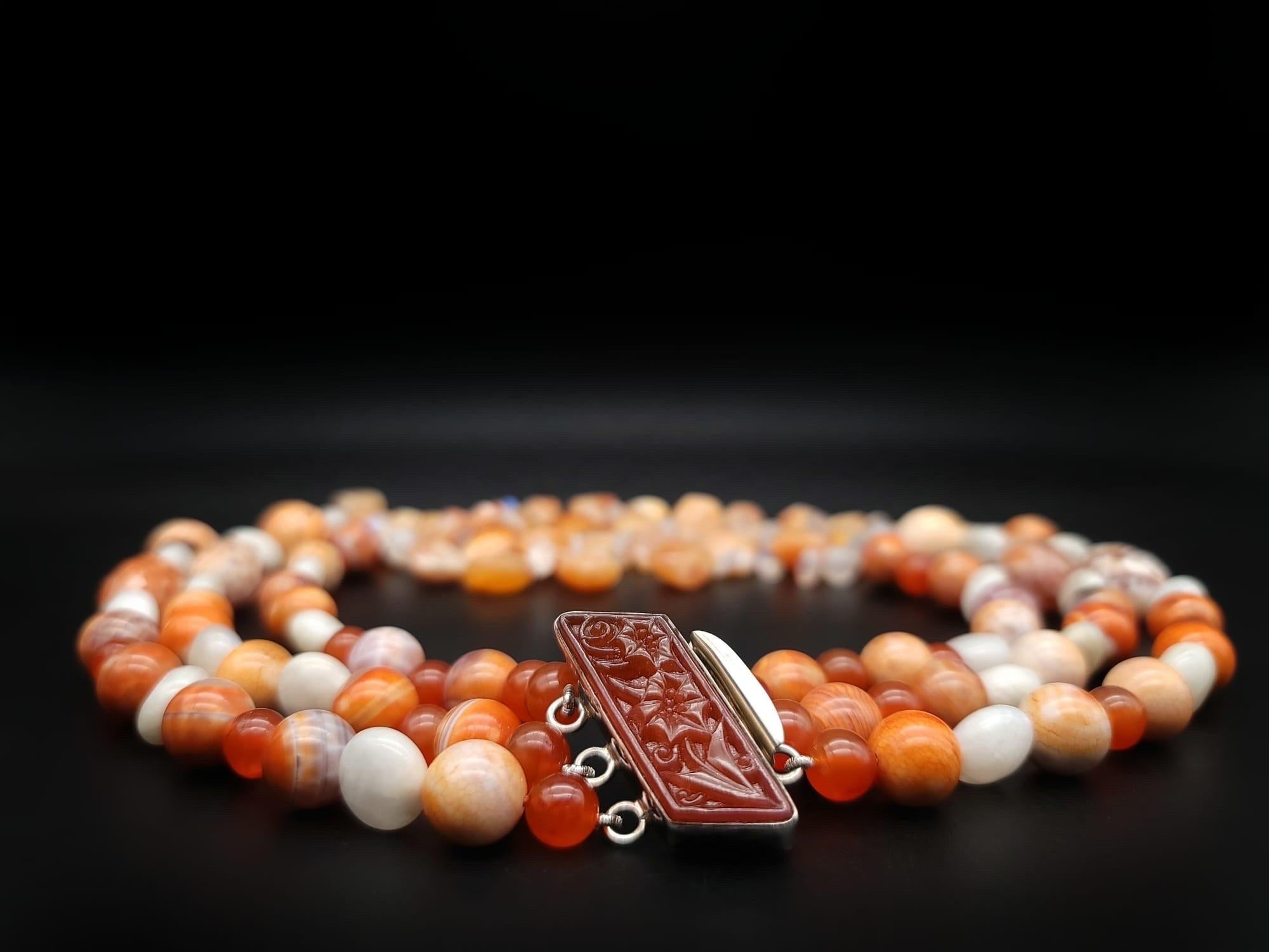 Contemporary A.Jeschel Rainbow Moonstone and Carnelian Necklace For Sale